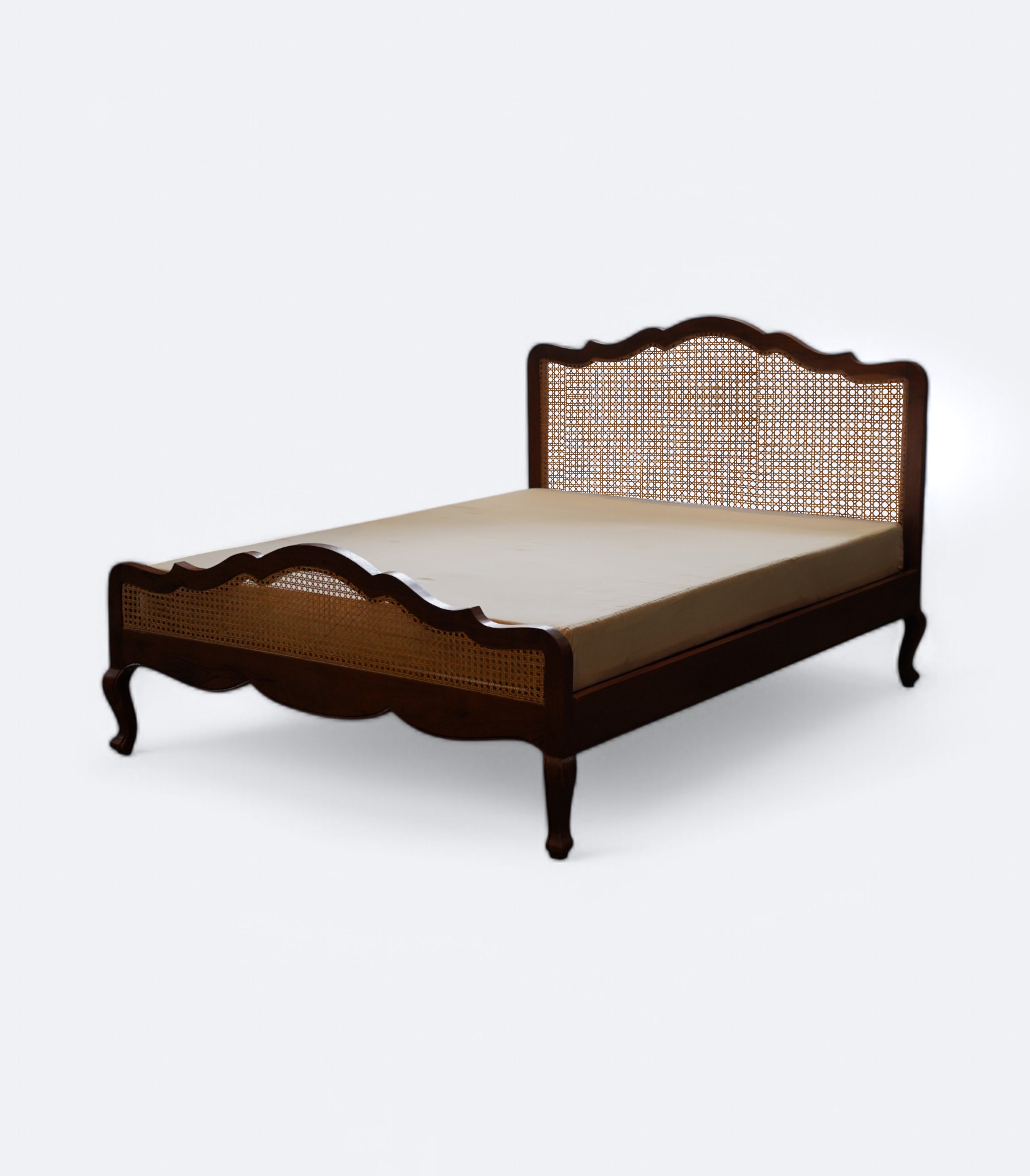 Rattan King Bed in Acacia Wood