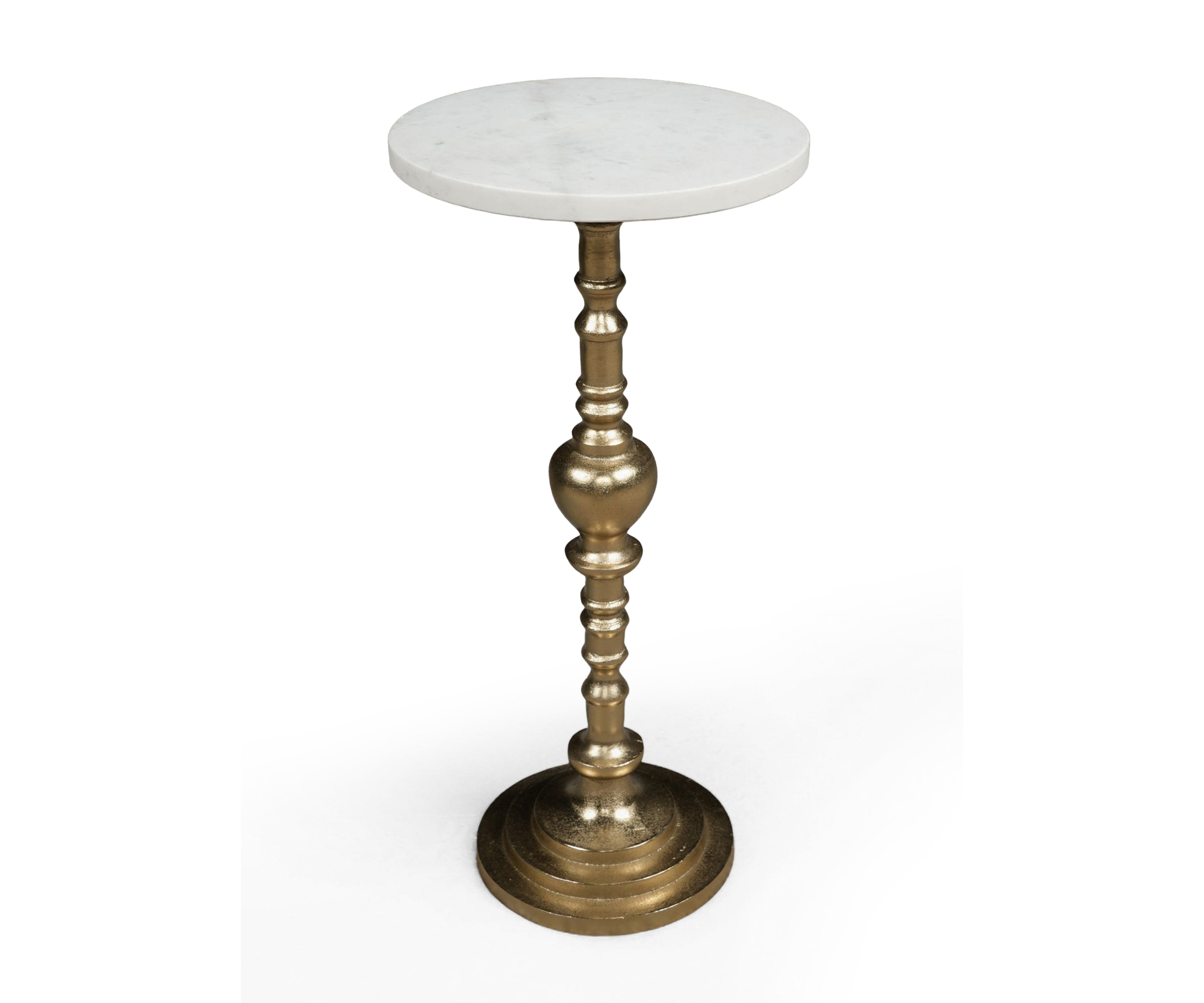 Classic Brass and Marble Pedestal Side Table