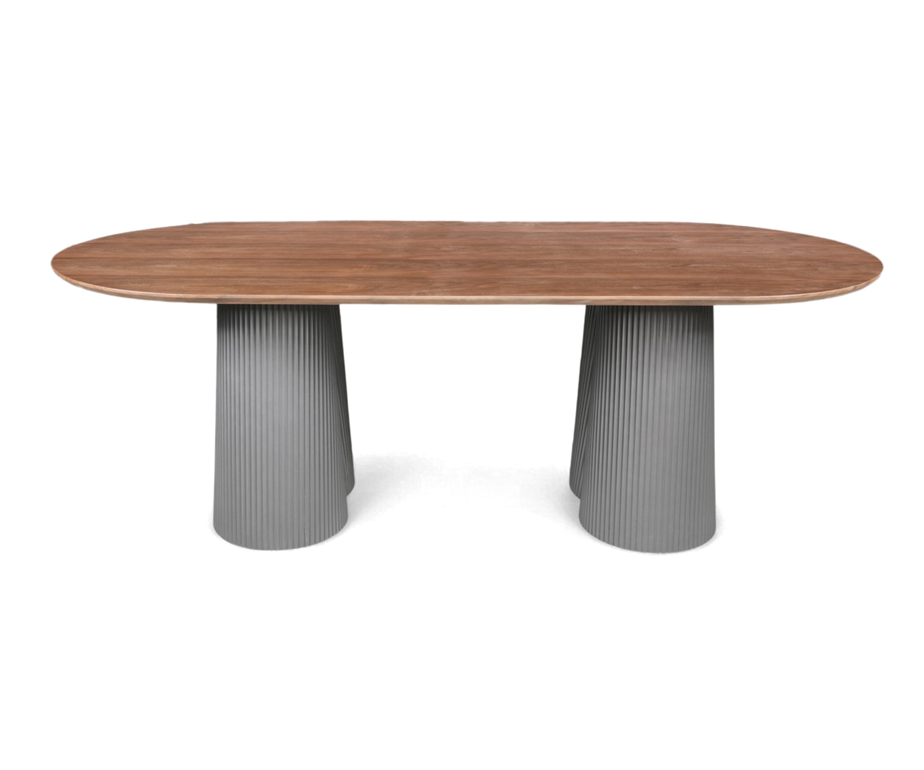 Modern Fluted Double Pedestal Dining Table