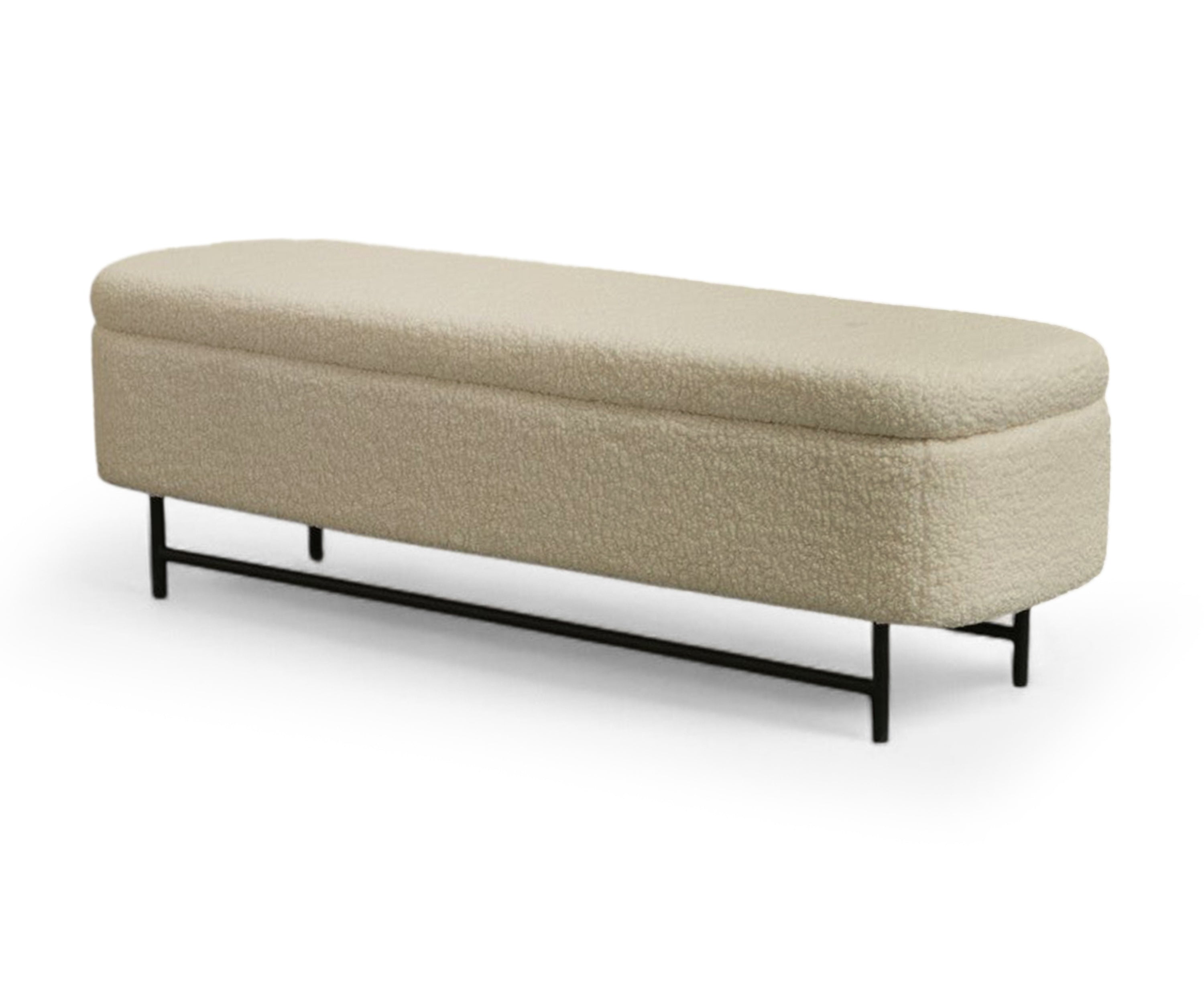 Sequoia Boucle Storage Bench with Steel Legs