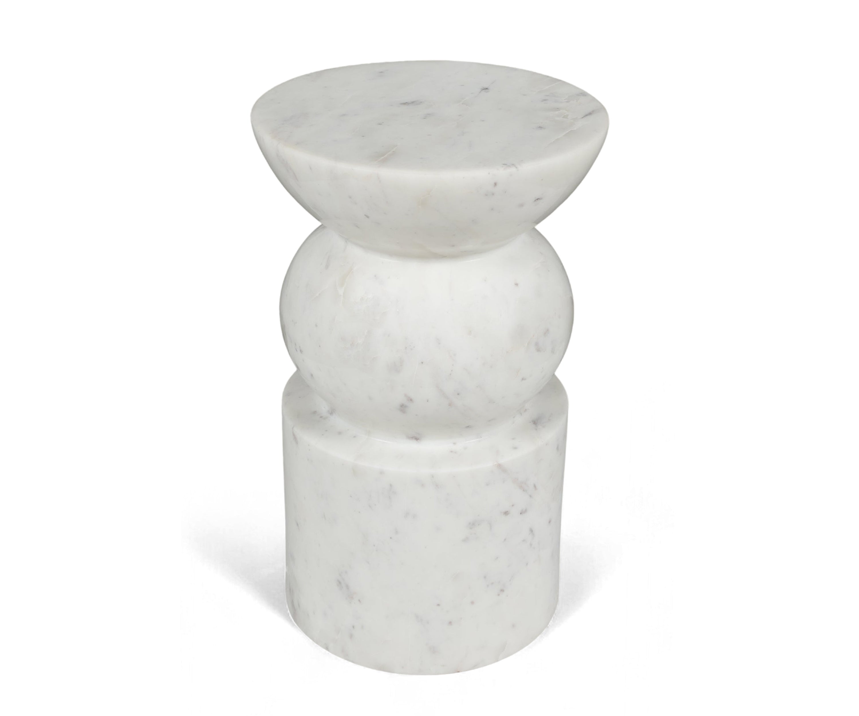 Sculptural White Marble Accent Table