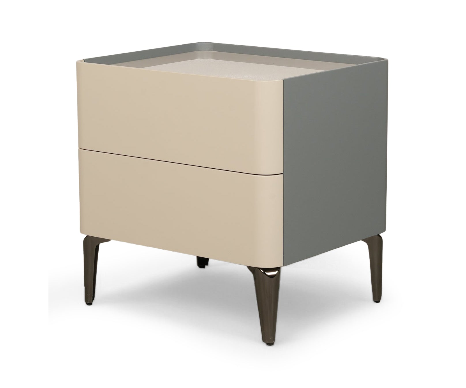 Two-Tone Modern Nightstand with Metal Legs