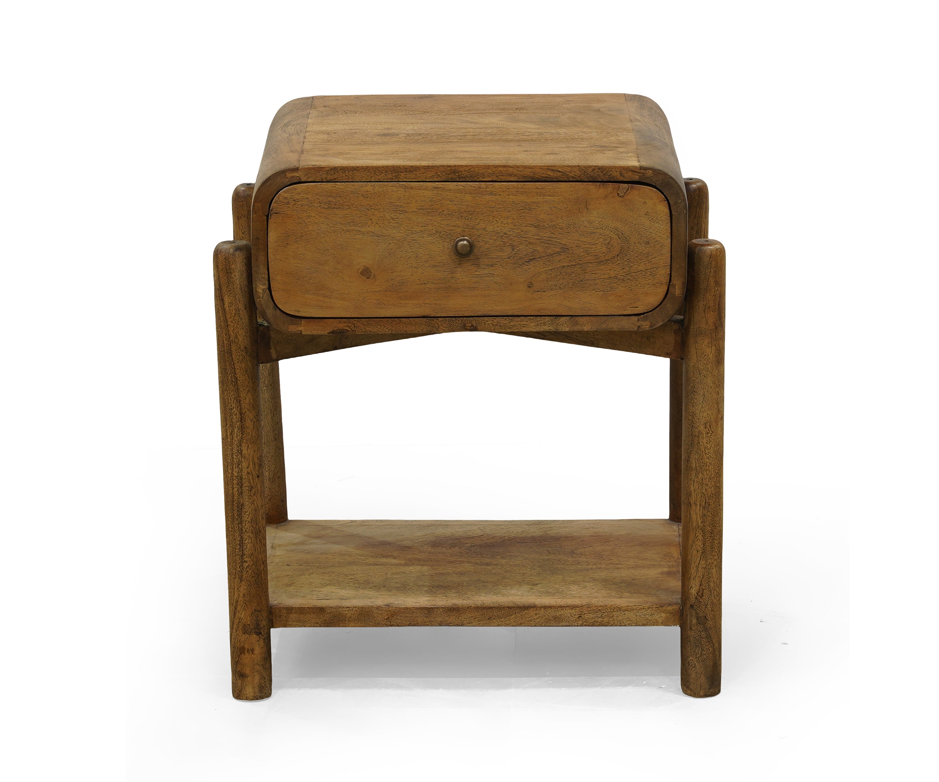 Curvy Oak Bedside Table with Drawer in Natural Finish