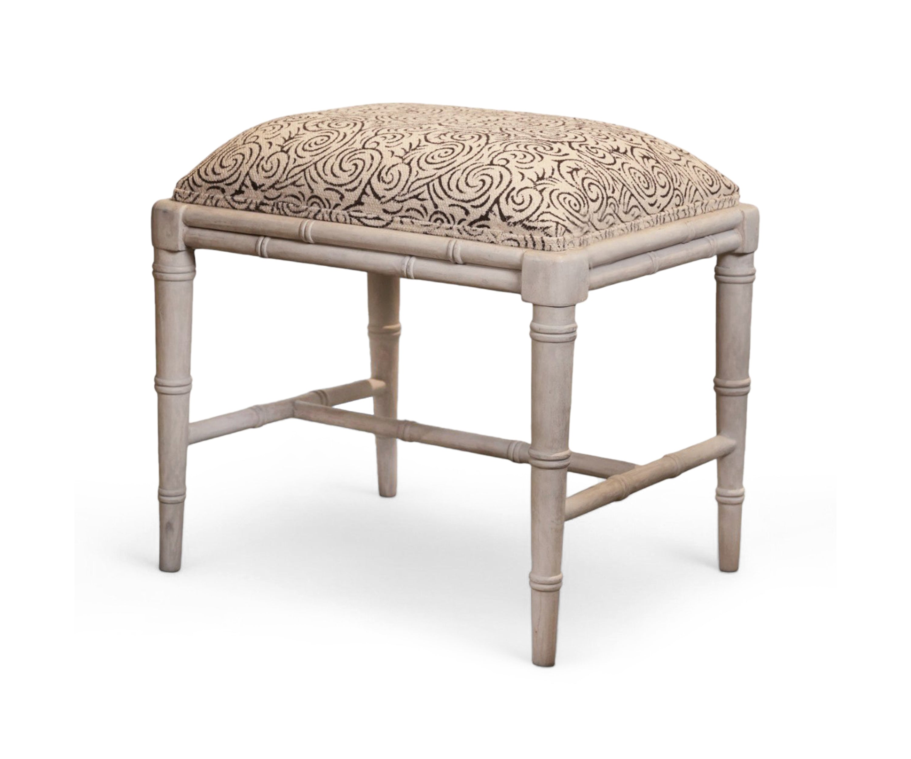 Upholstered Bamboo Stool