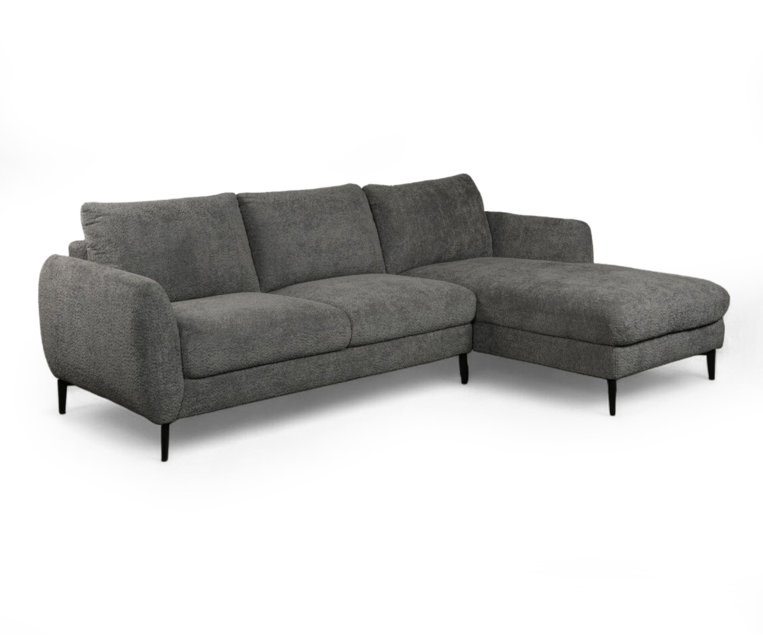 Modern Charcoal Bouclé Right Sectional Sofa