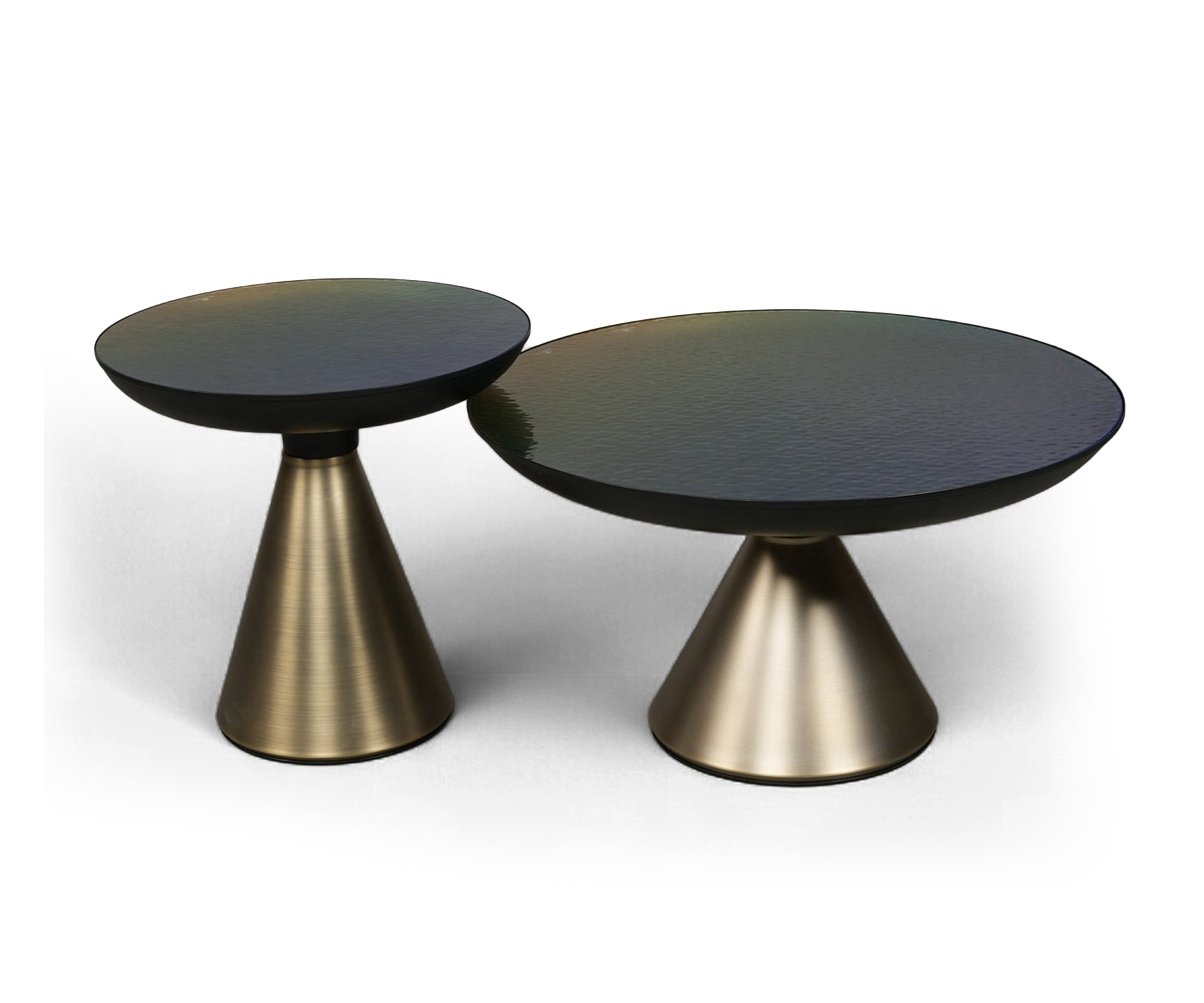 Brass Cone Base Nesting Coffee Tables Set of 2
