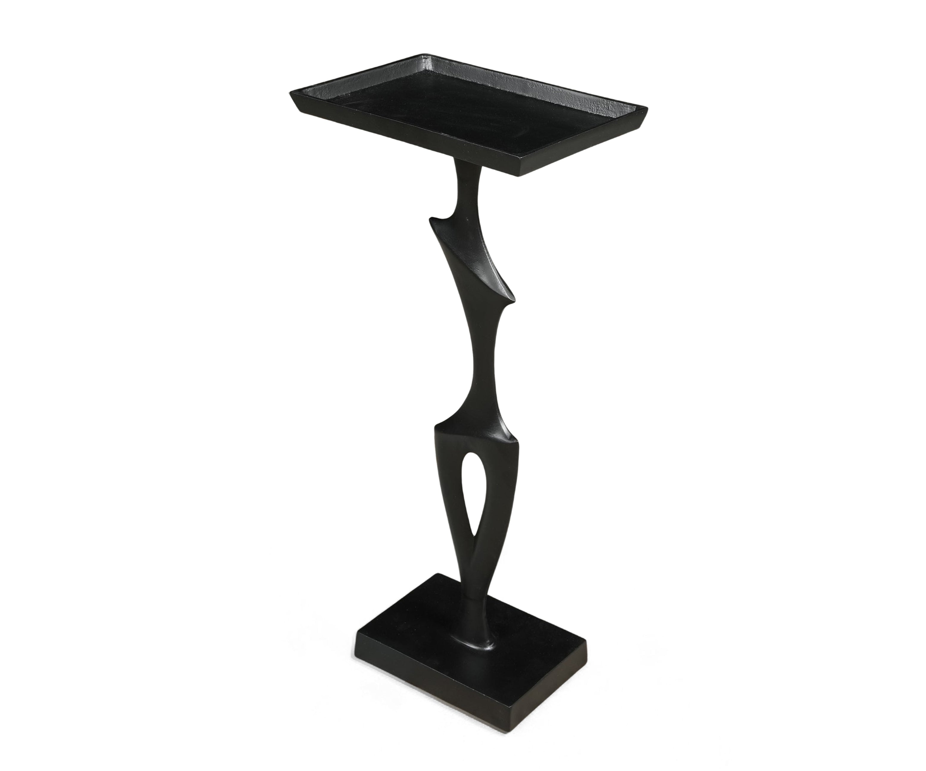Abstract Black Sculptural Pedestal Side Table