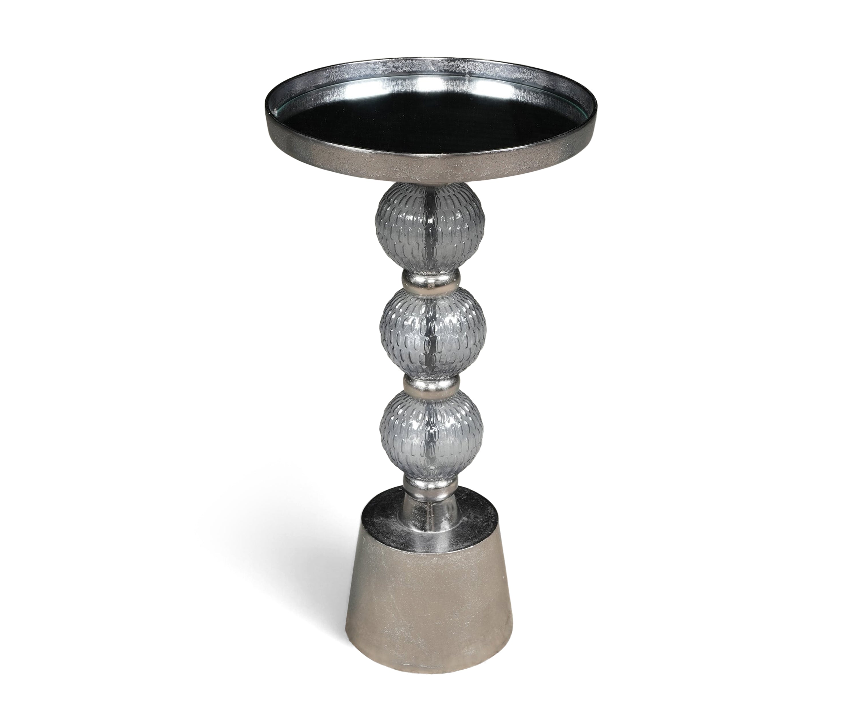 Art Deco Silver and Glass Orb Accent Table