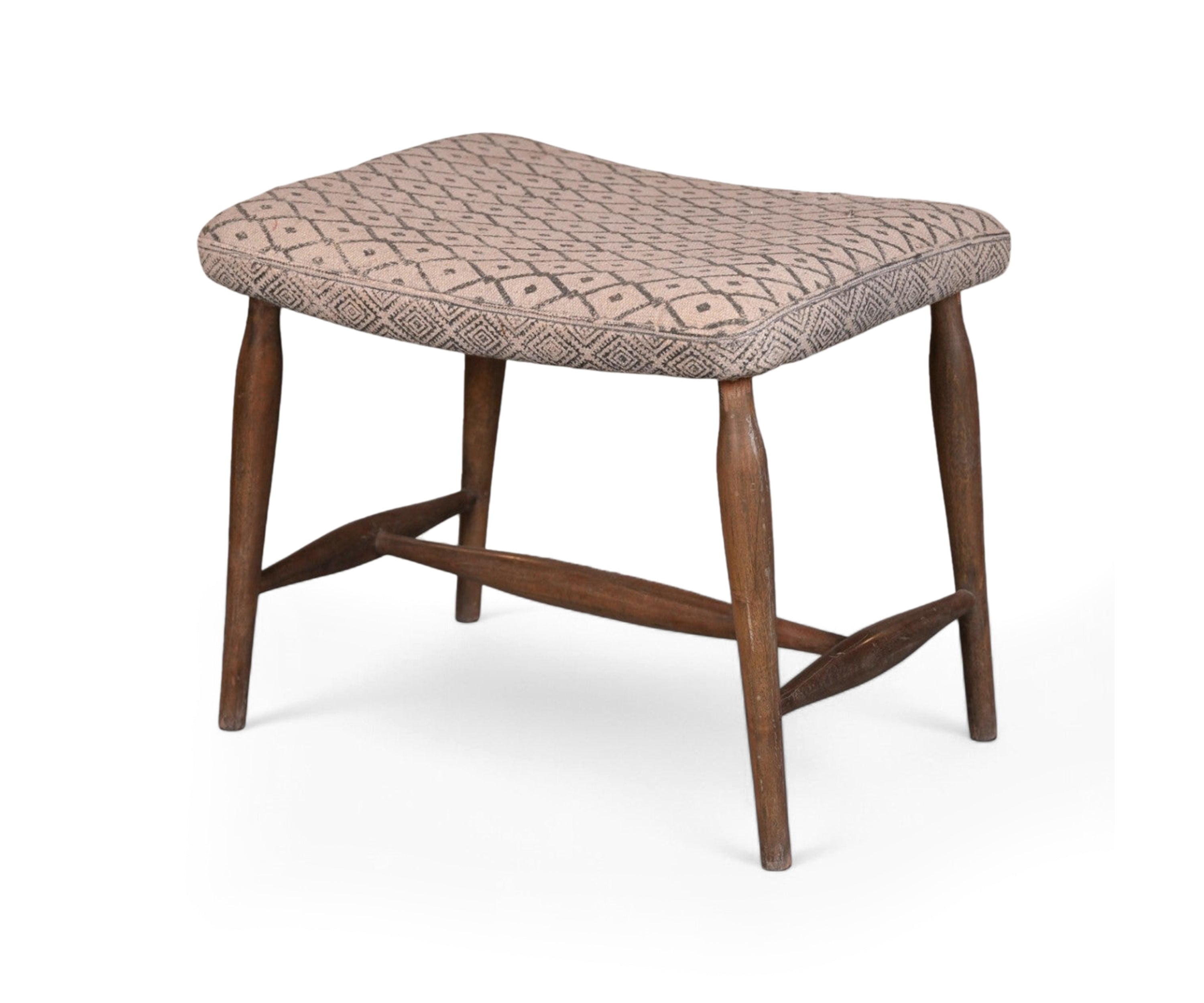 Hand Woven Dhurrie Upholstered Stool