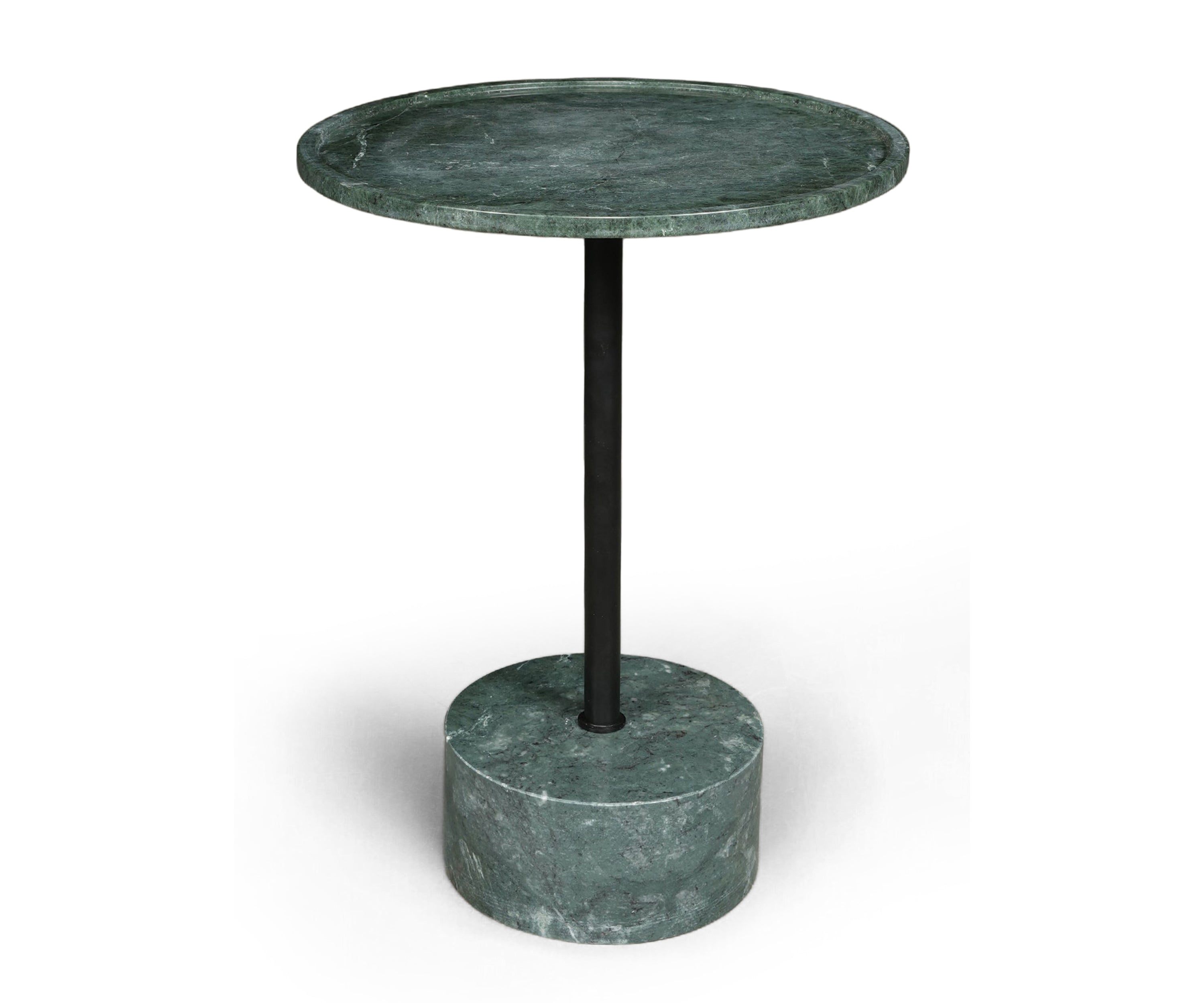 Minimalist Green Marble and Black Metal Side Table