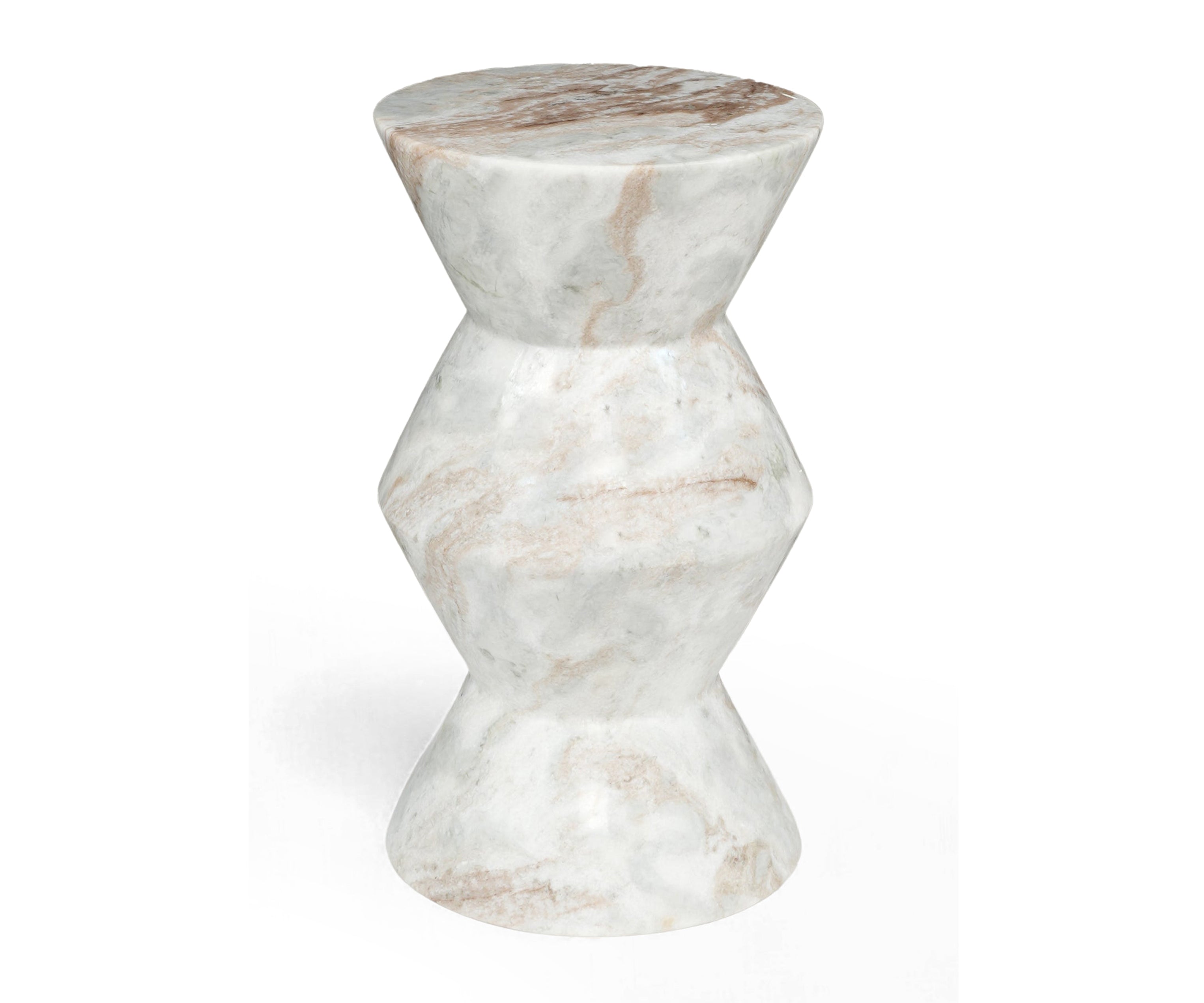 Geometric Travertine Marble Accent Table