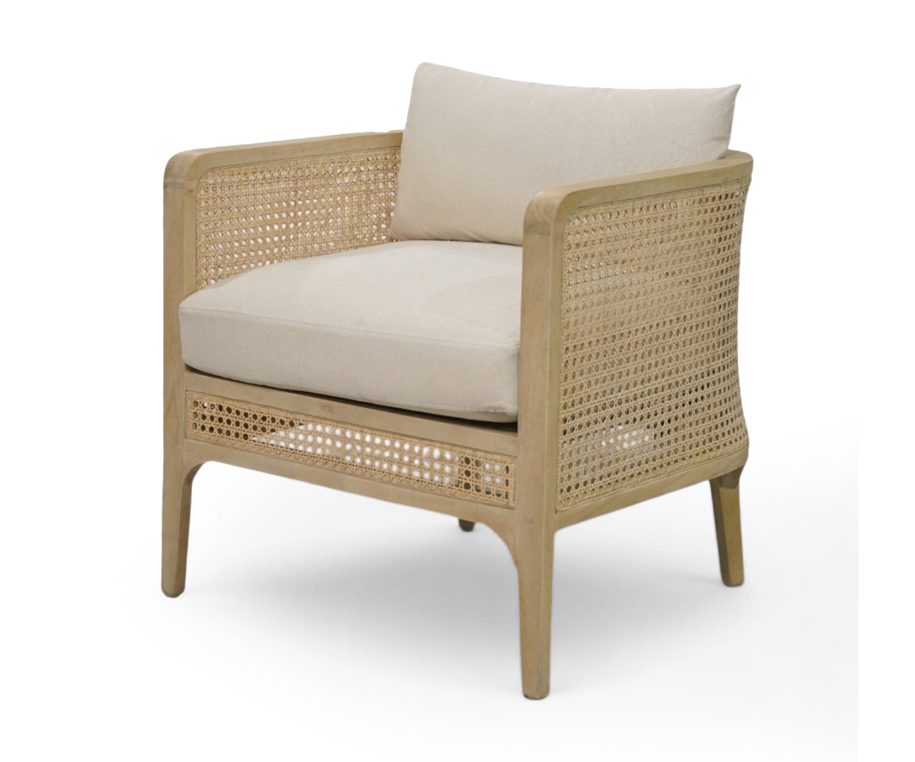 Desert-Toned Cane Armchair in Natural Oak Finish
