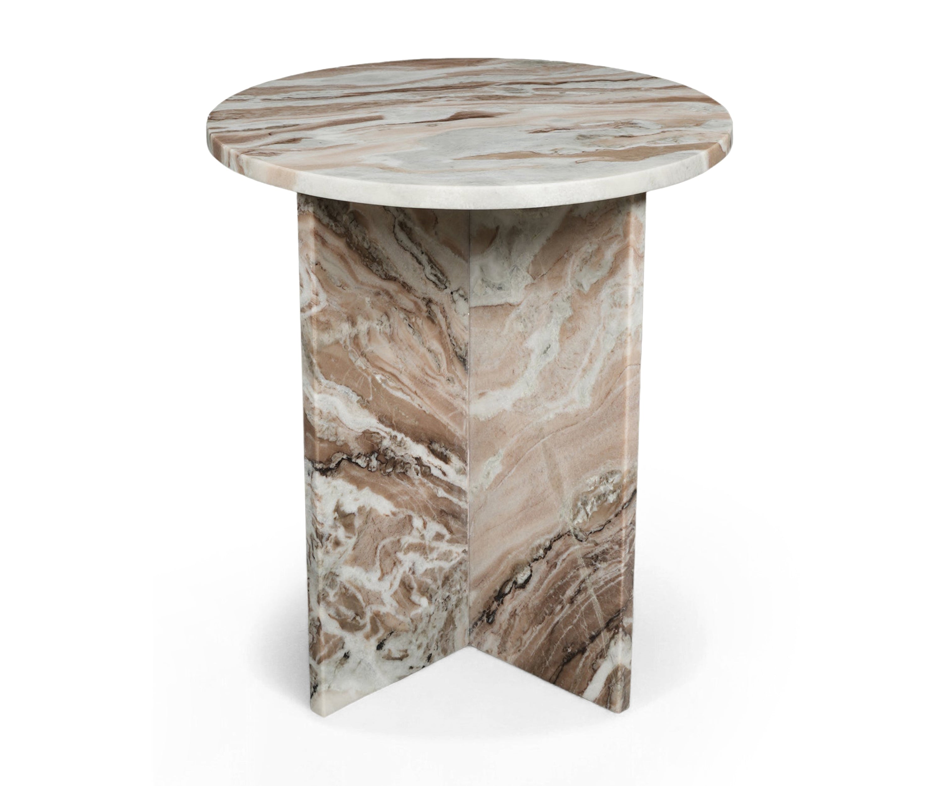 Contemporary Cross-Legged Marble Accent Table