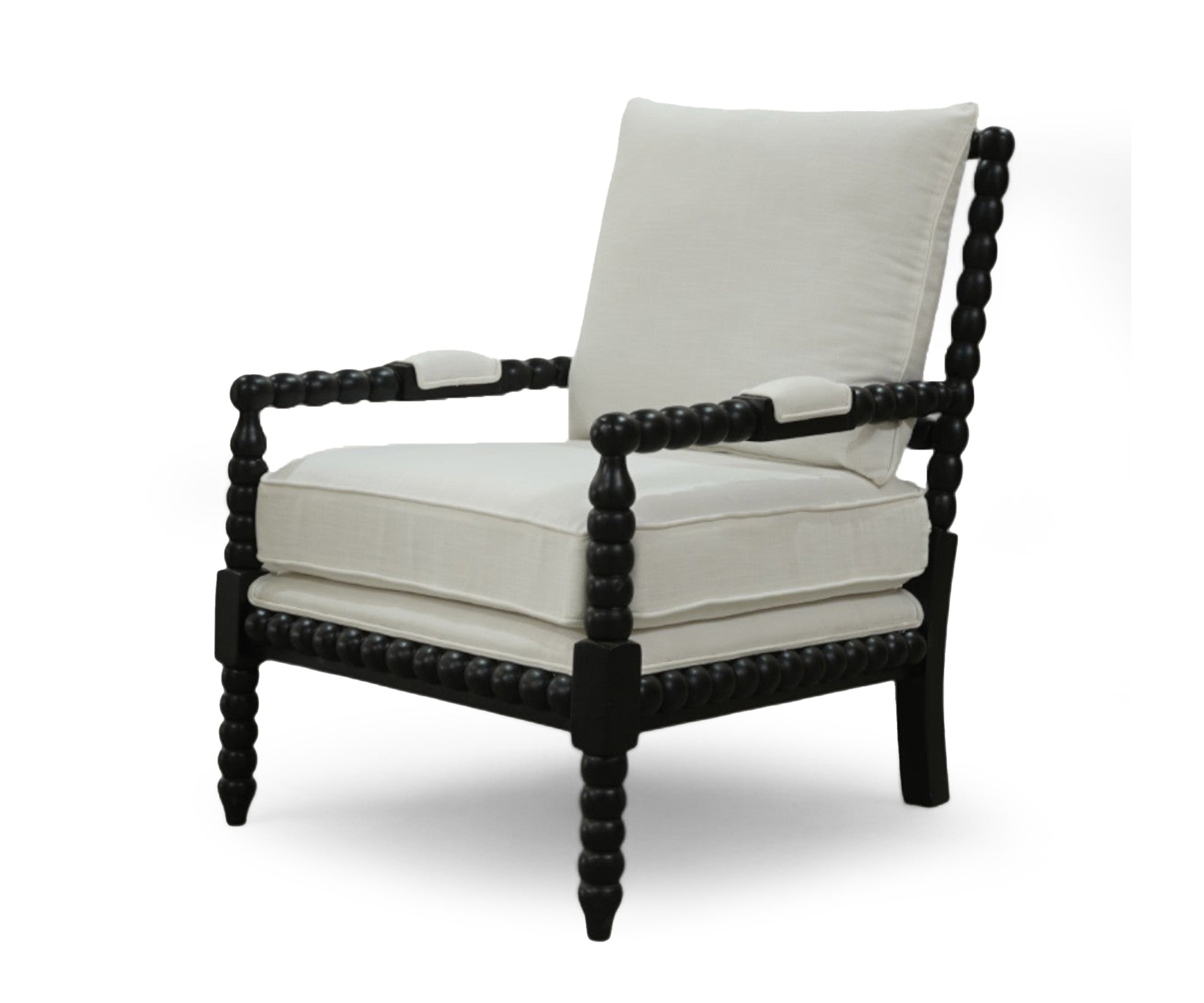 Classical Wooden Lounge Chair in Linen Upholstery