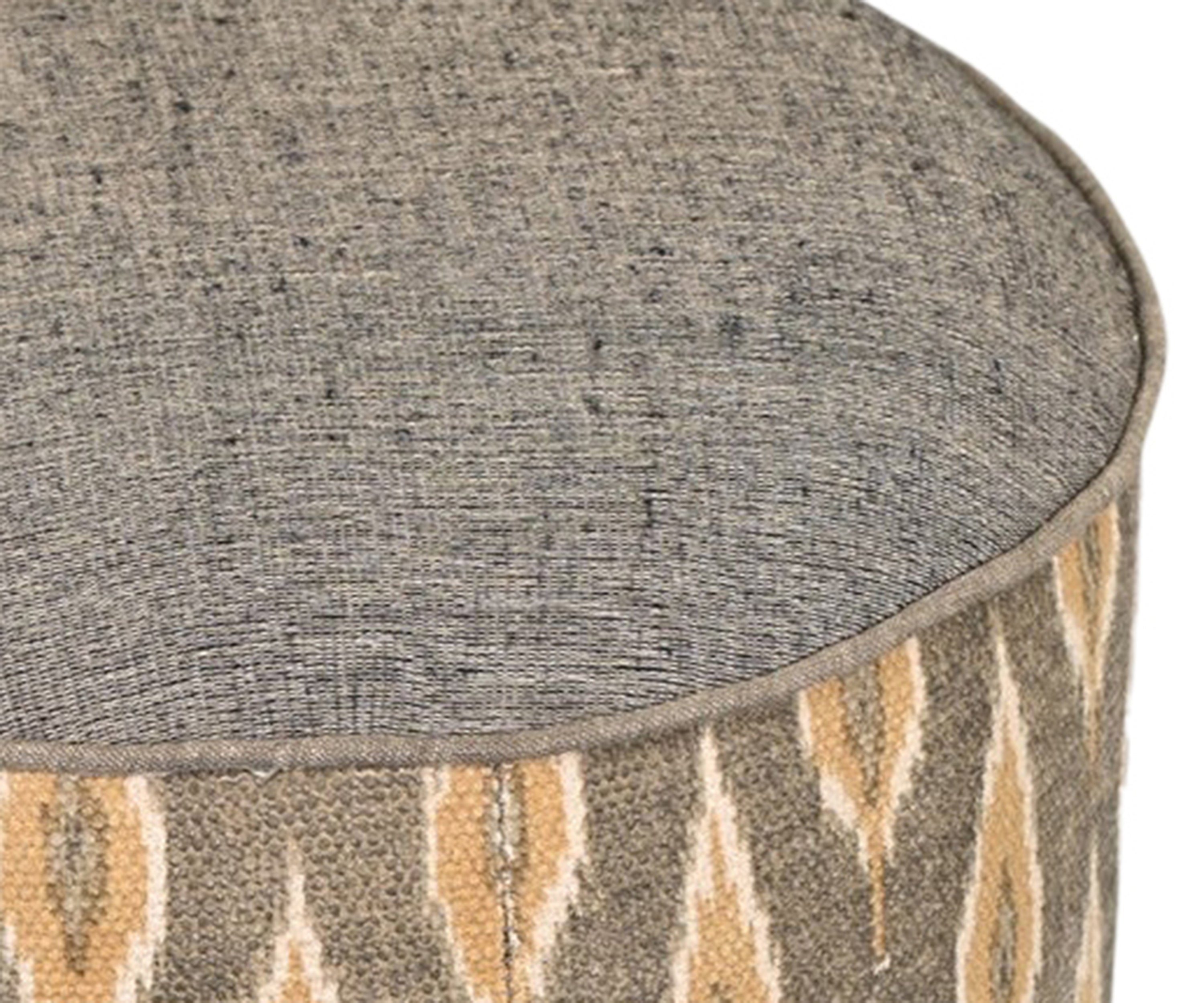 Round Handwoven Dhurrie Pouf