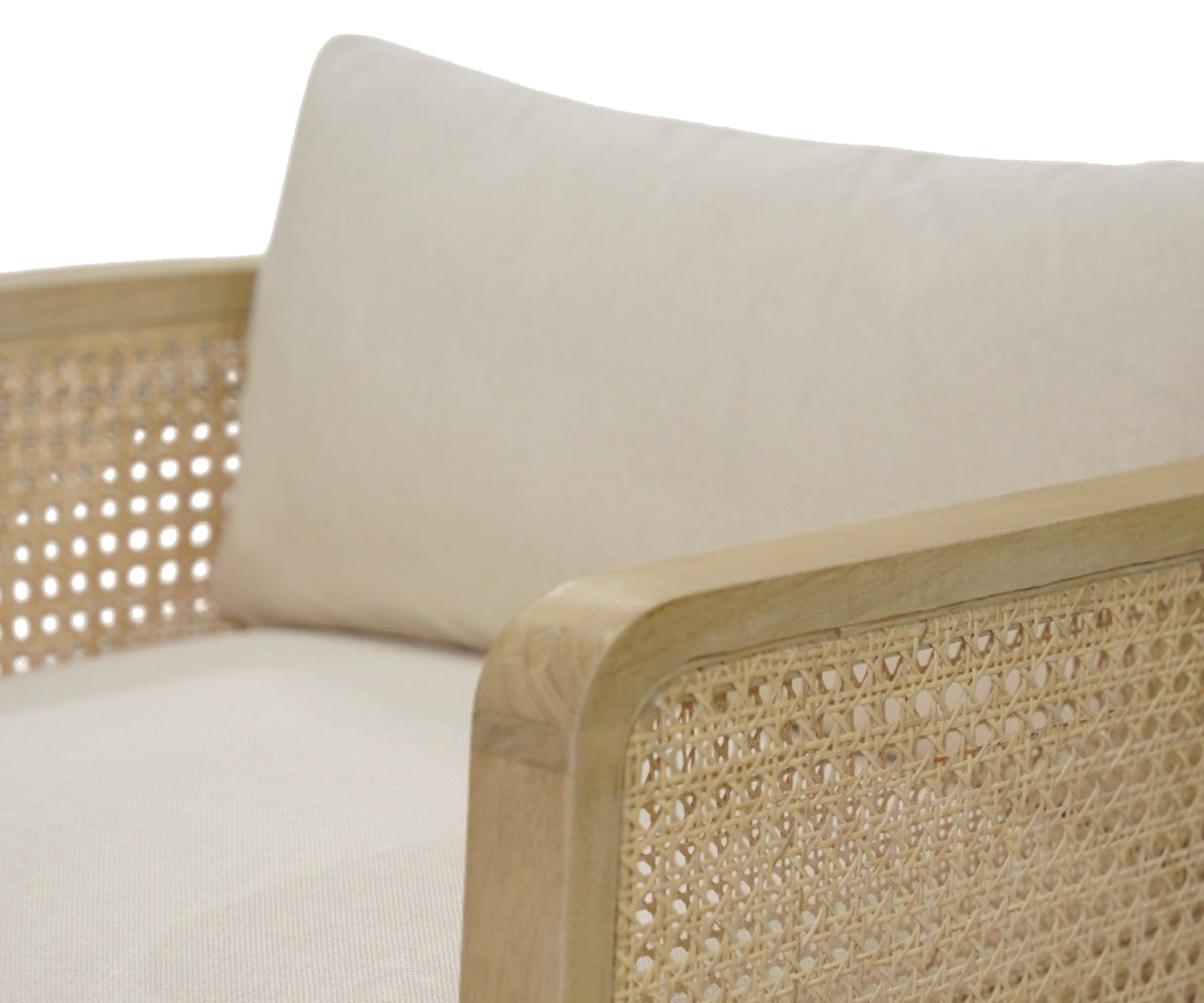 Desert-Toned Cane Armchair in Natural Oak Finish