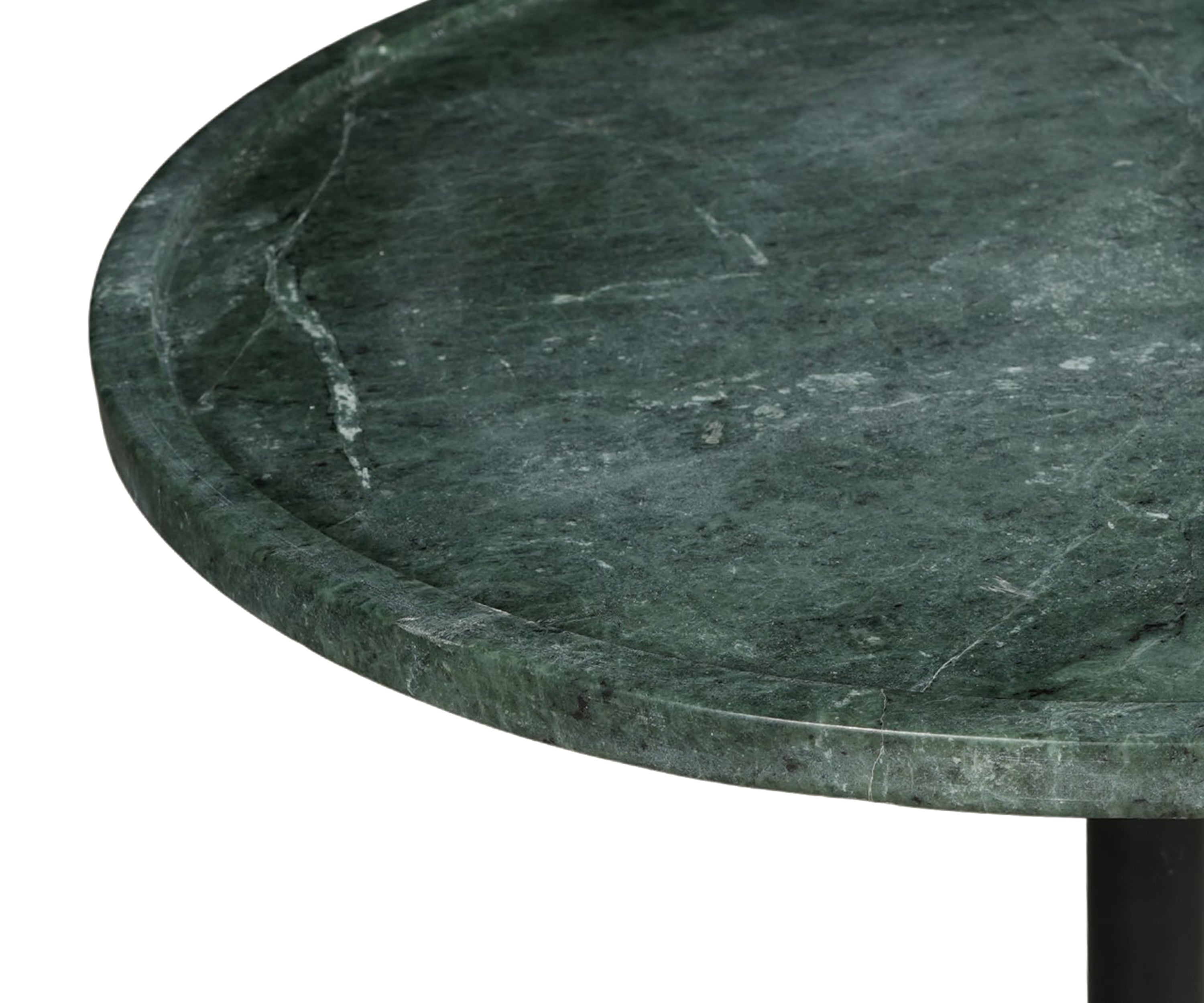 Minimalist Green Marble and Black Metal Side Table