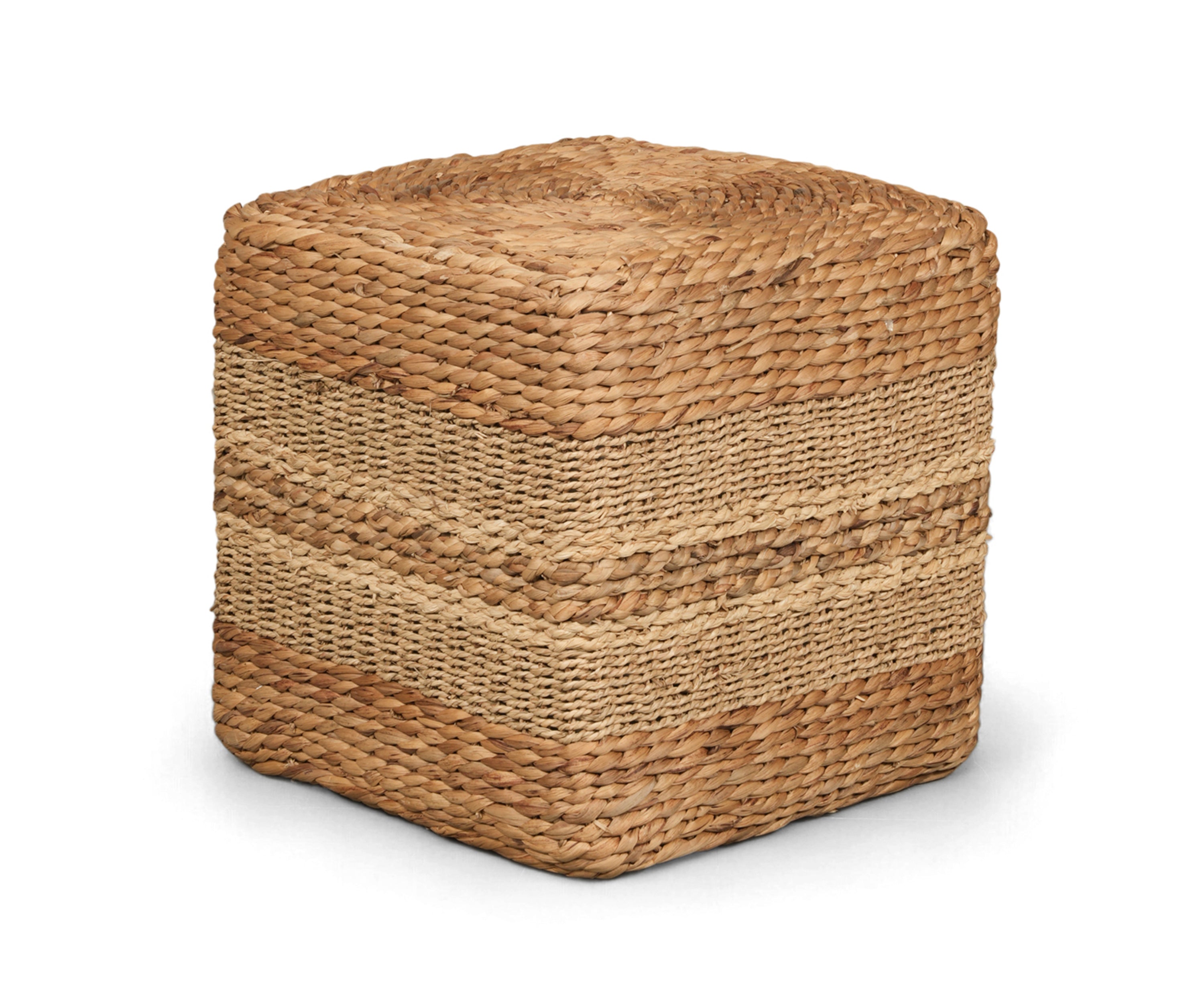 Square Braided Natural Fiber Pouf