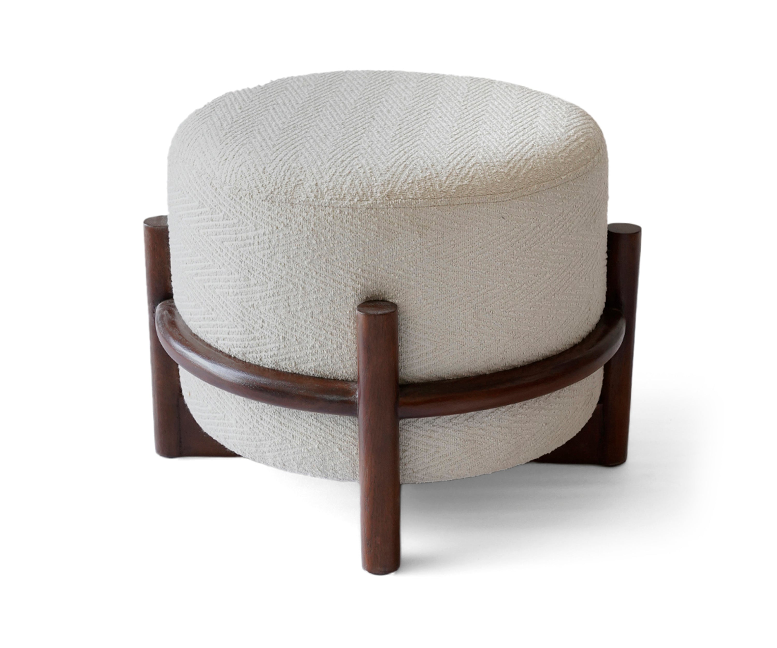 Round Wooden Poufy Stool
