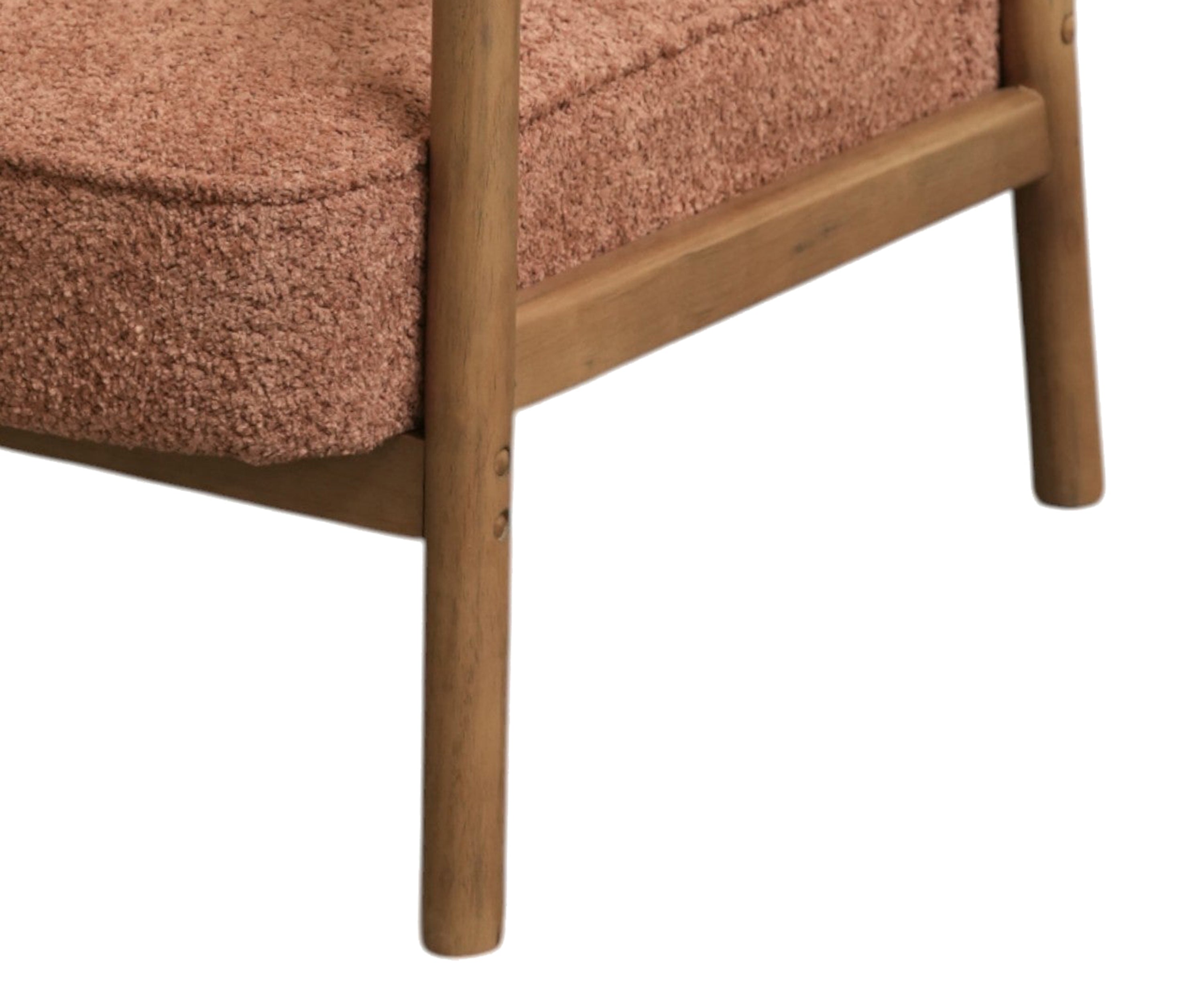 Mid-Century Bouclé Armchair in Rose Brown