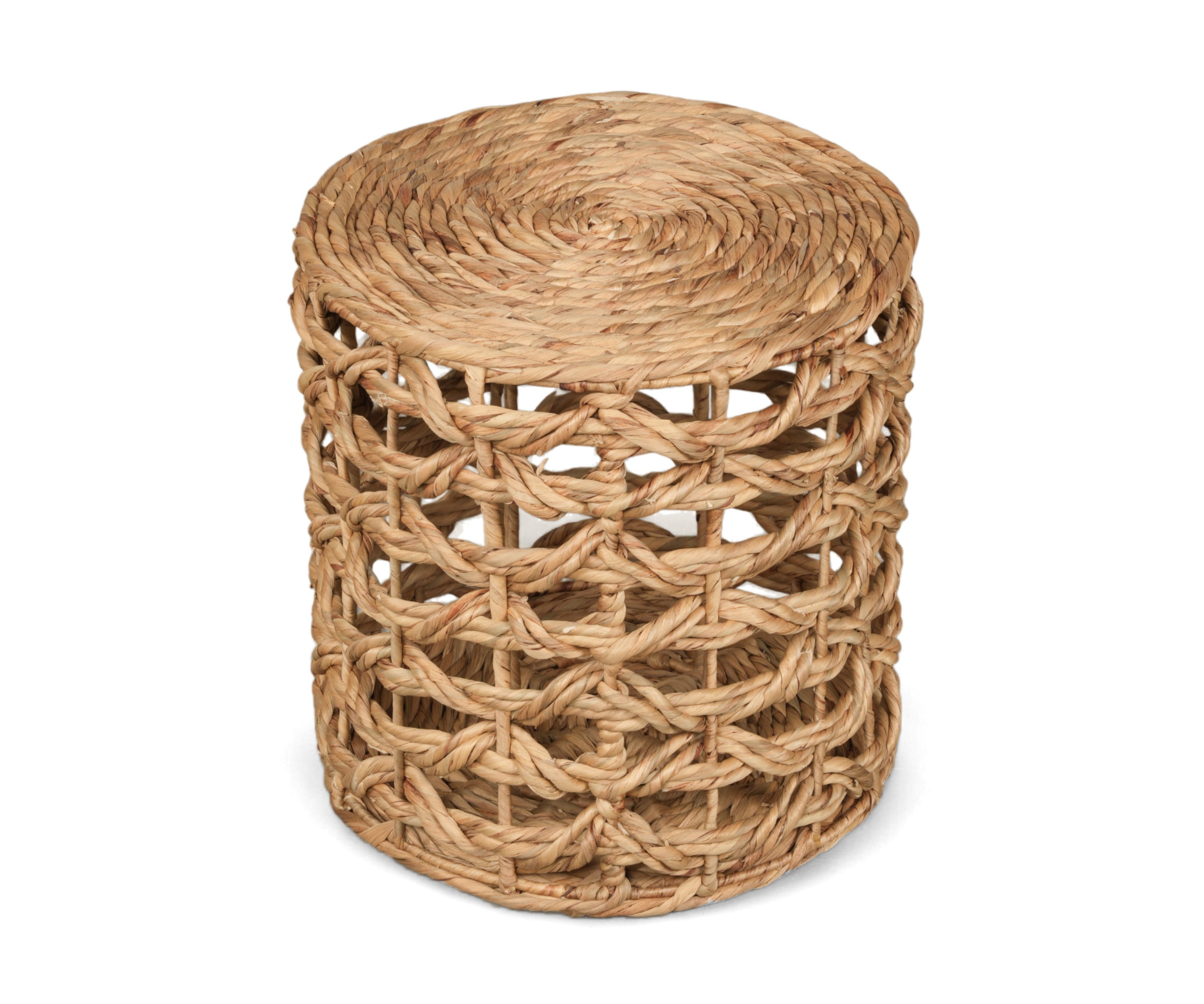 Open Weave Round Natural Fiber Pouf