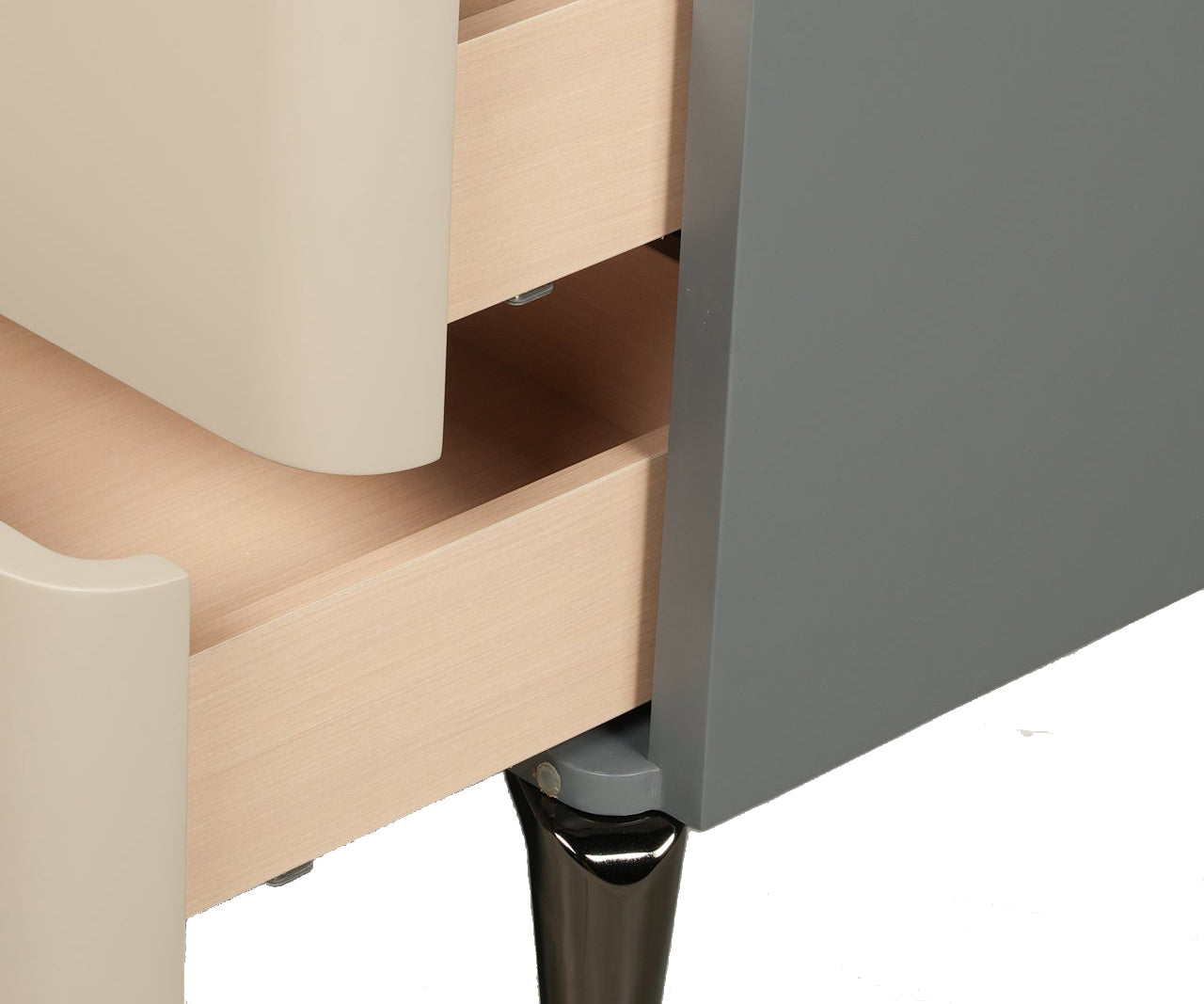 Two-Tone Modern Nightstand with Metal Legs