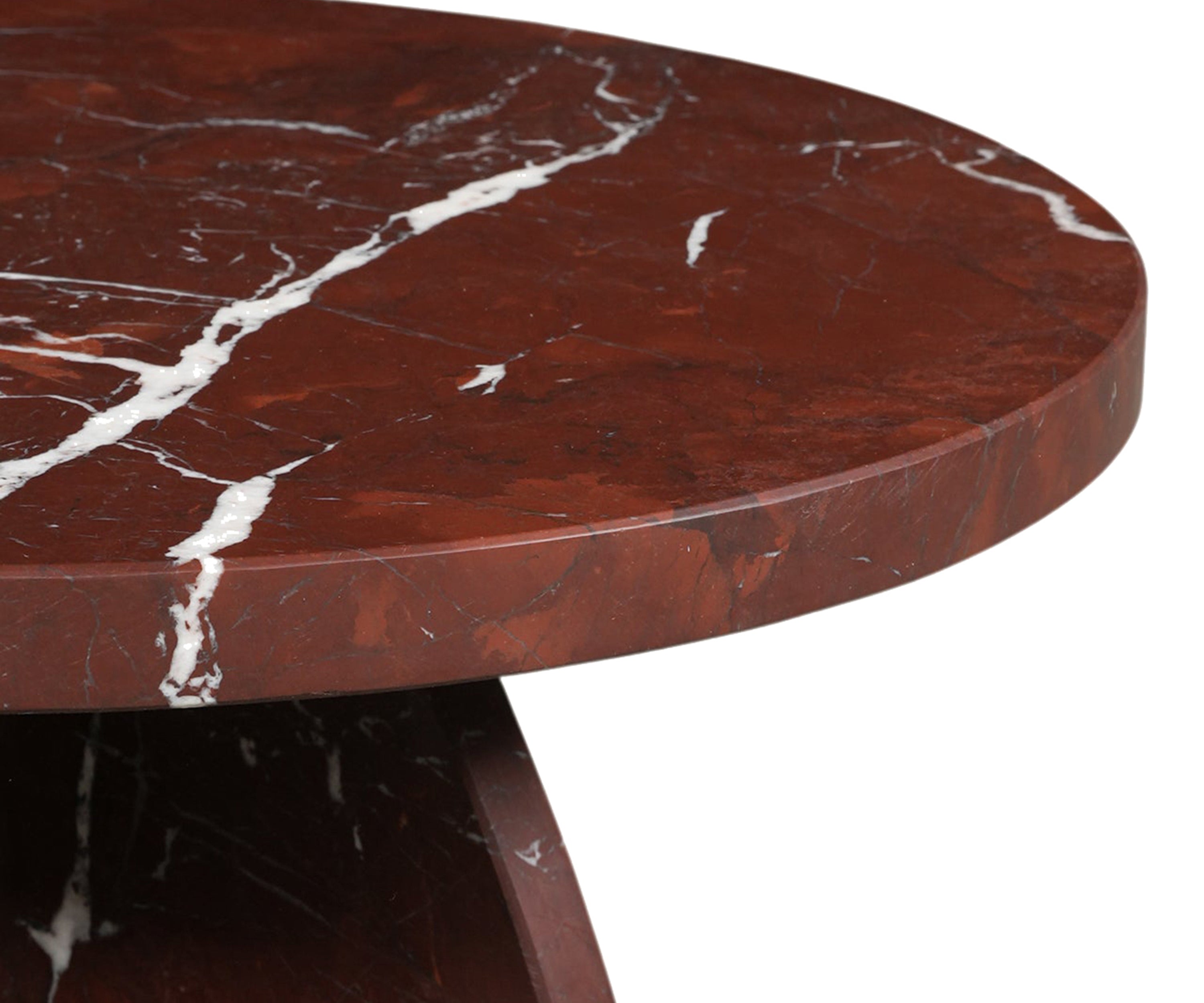 Sculptural Red Marble Accent Table