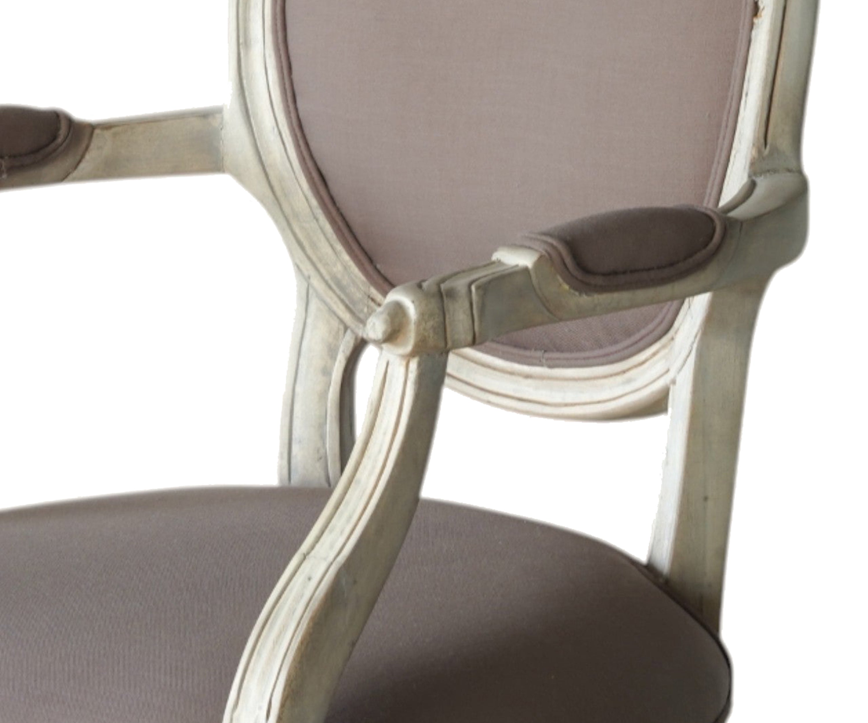 French-Style Distressed Velvet Armchair