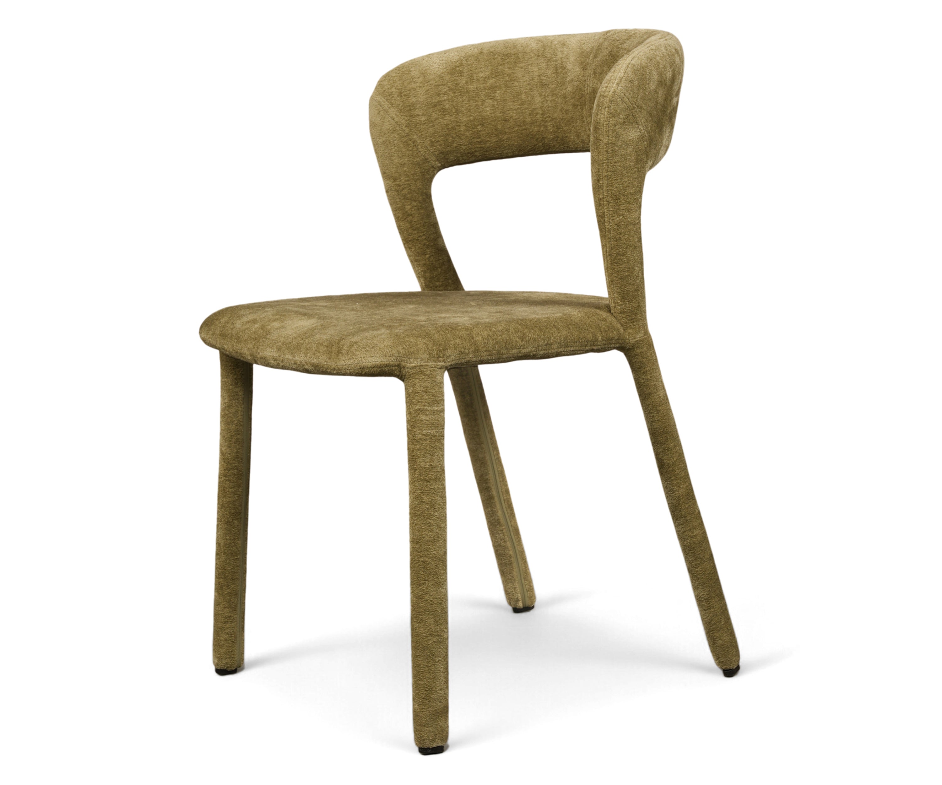 Olive Green Upholstered Dining Chair with Open Back