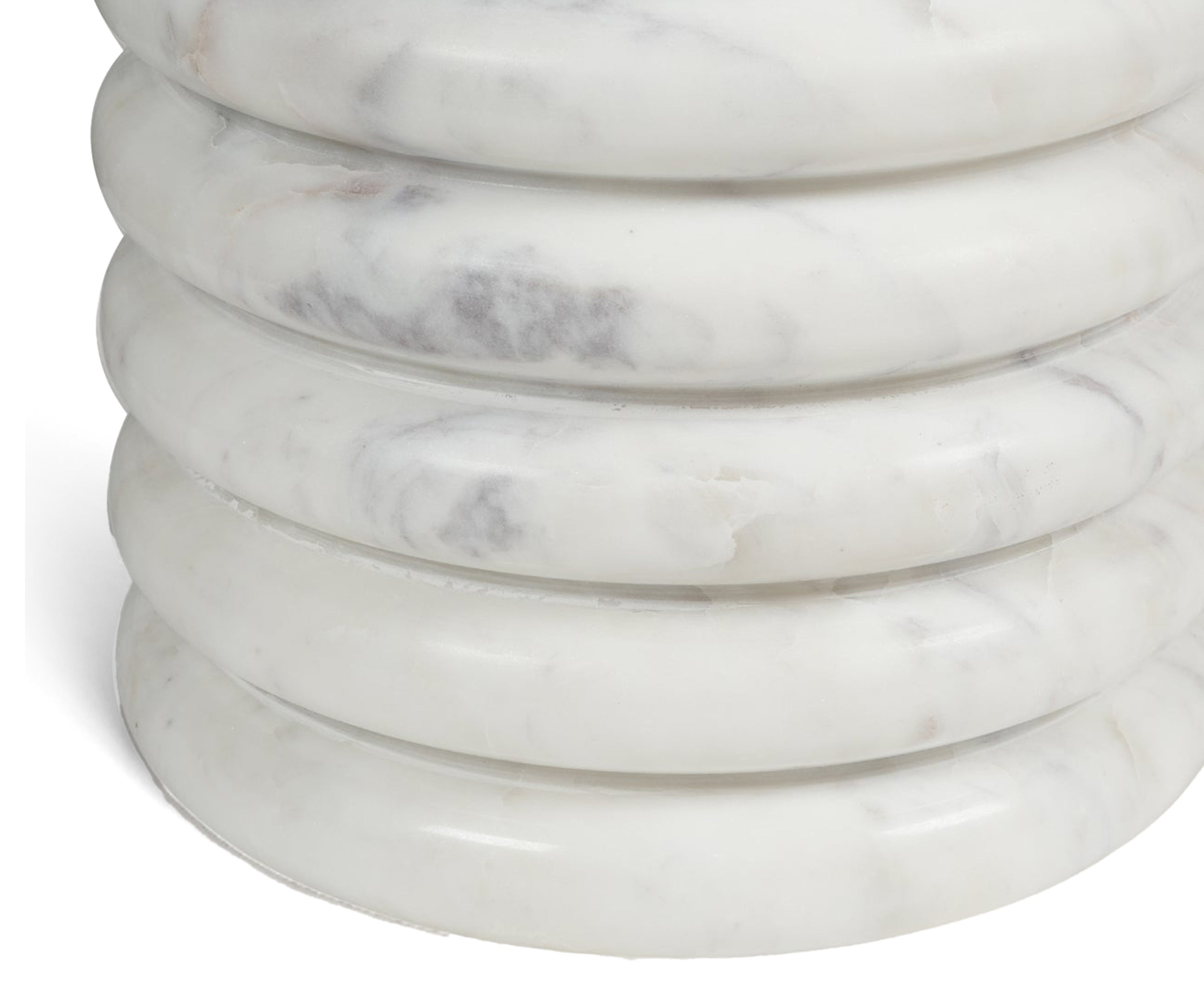 Ribbed Sculptural White Marble Accent Table