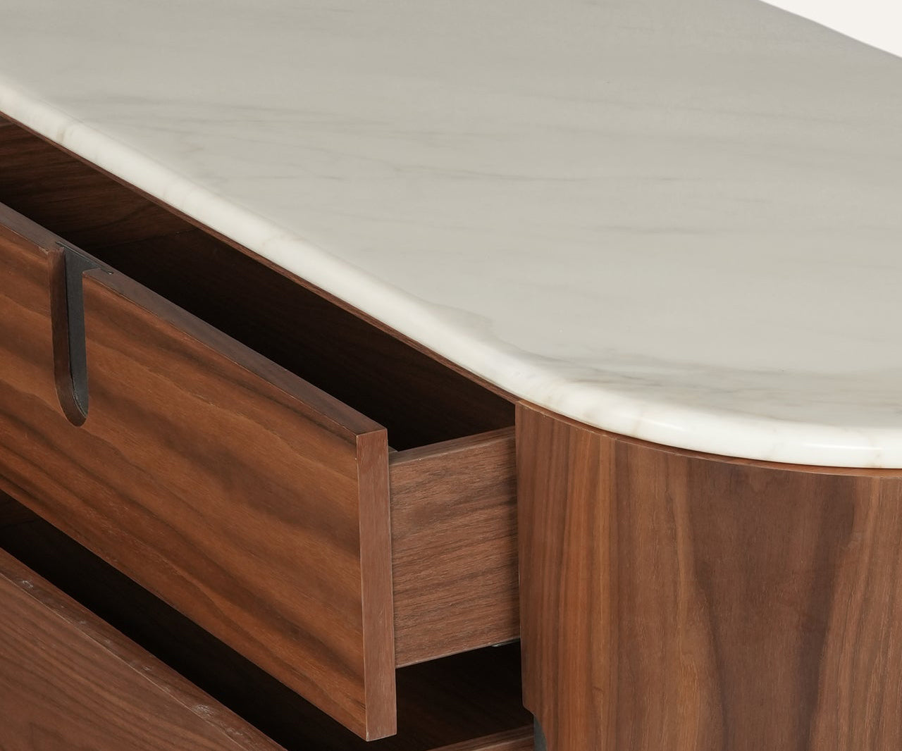 Oval Walnut Sideboard with Marble Top