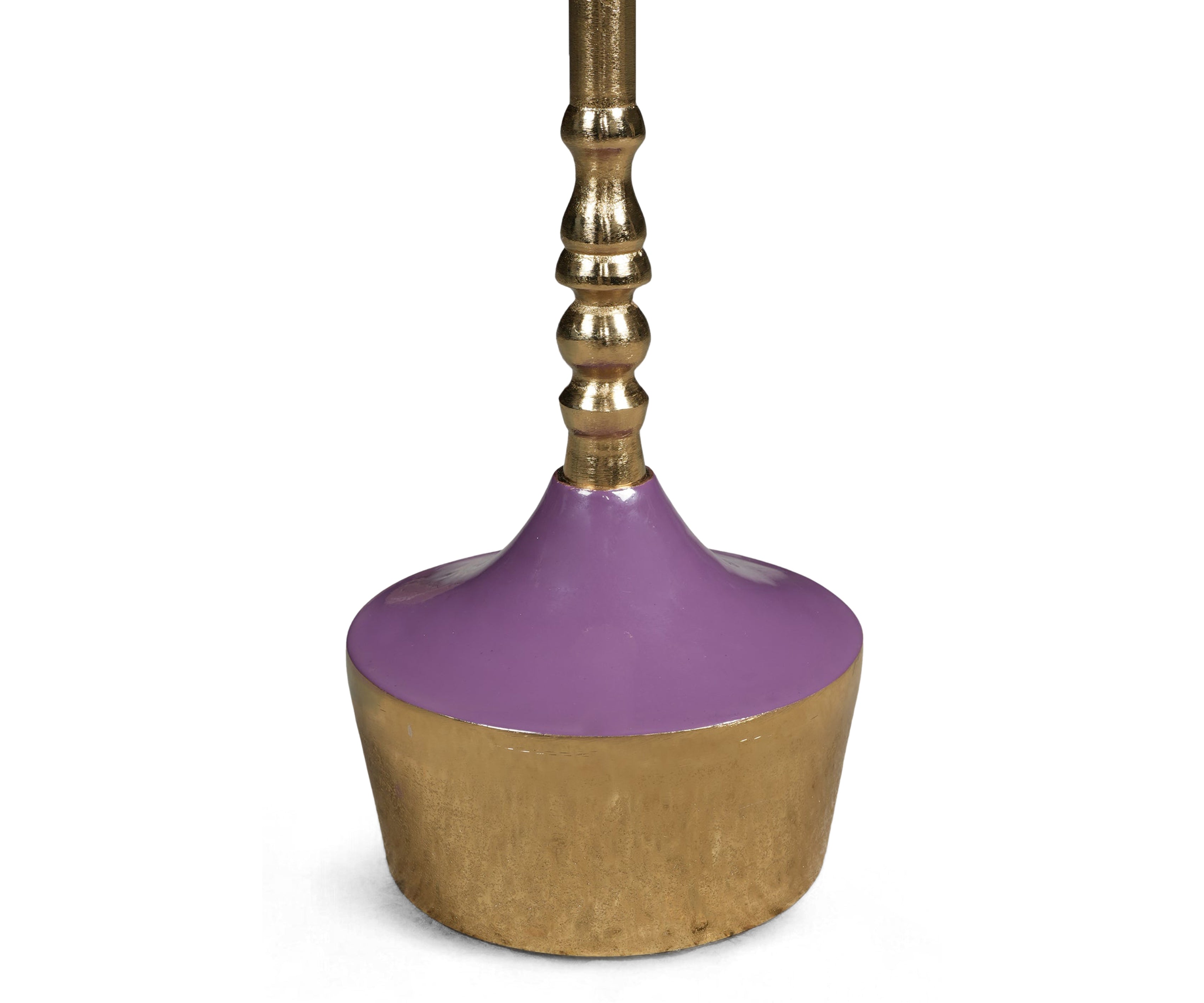 Brass and Purple Accent Pedestal Side Table