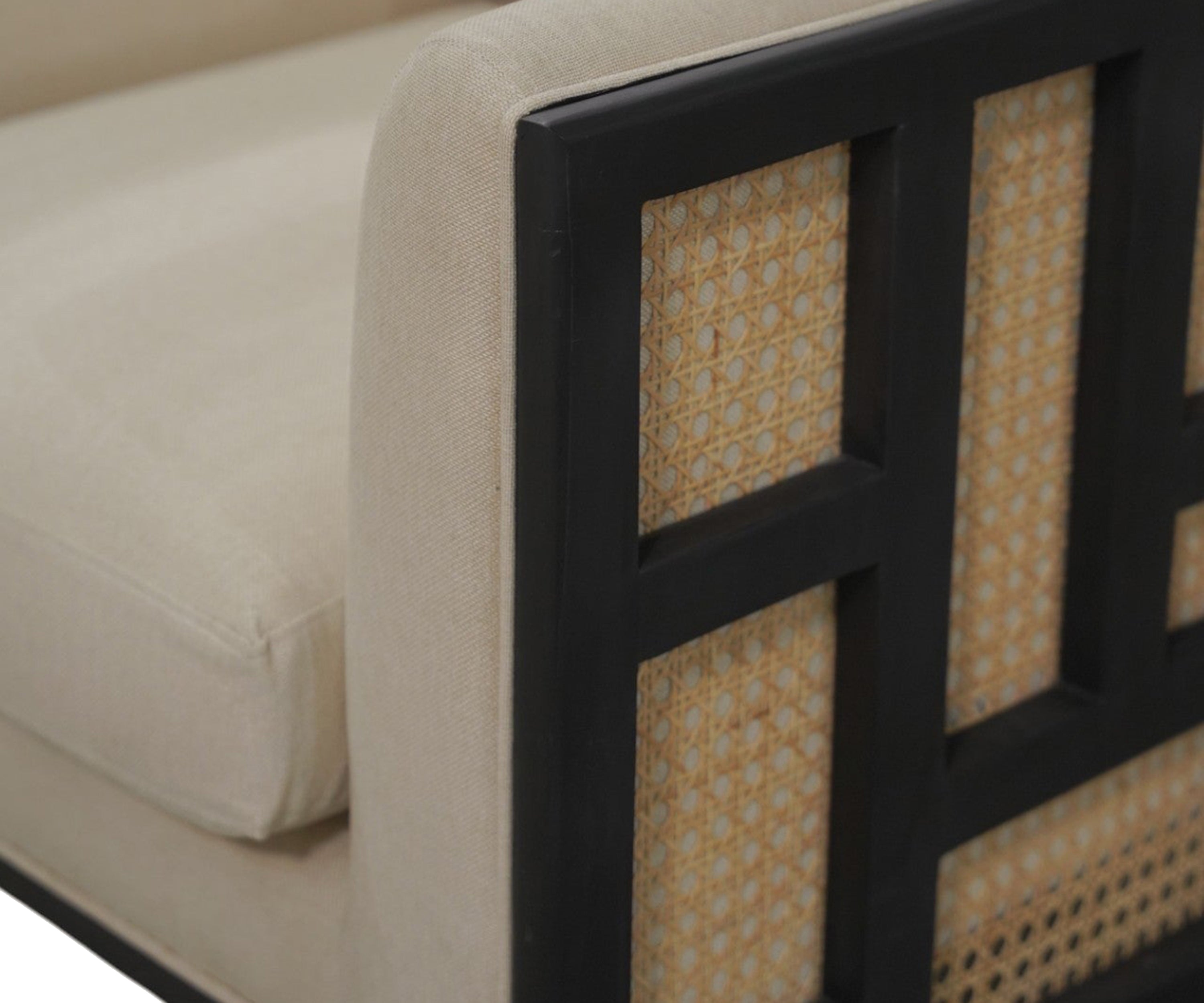 Dual Layer Cane & Linen Arm Sofa Chair