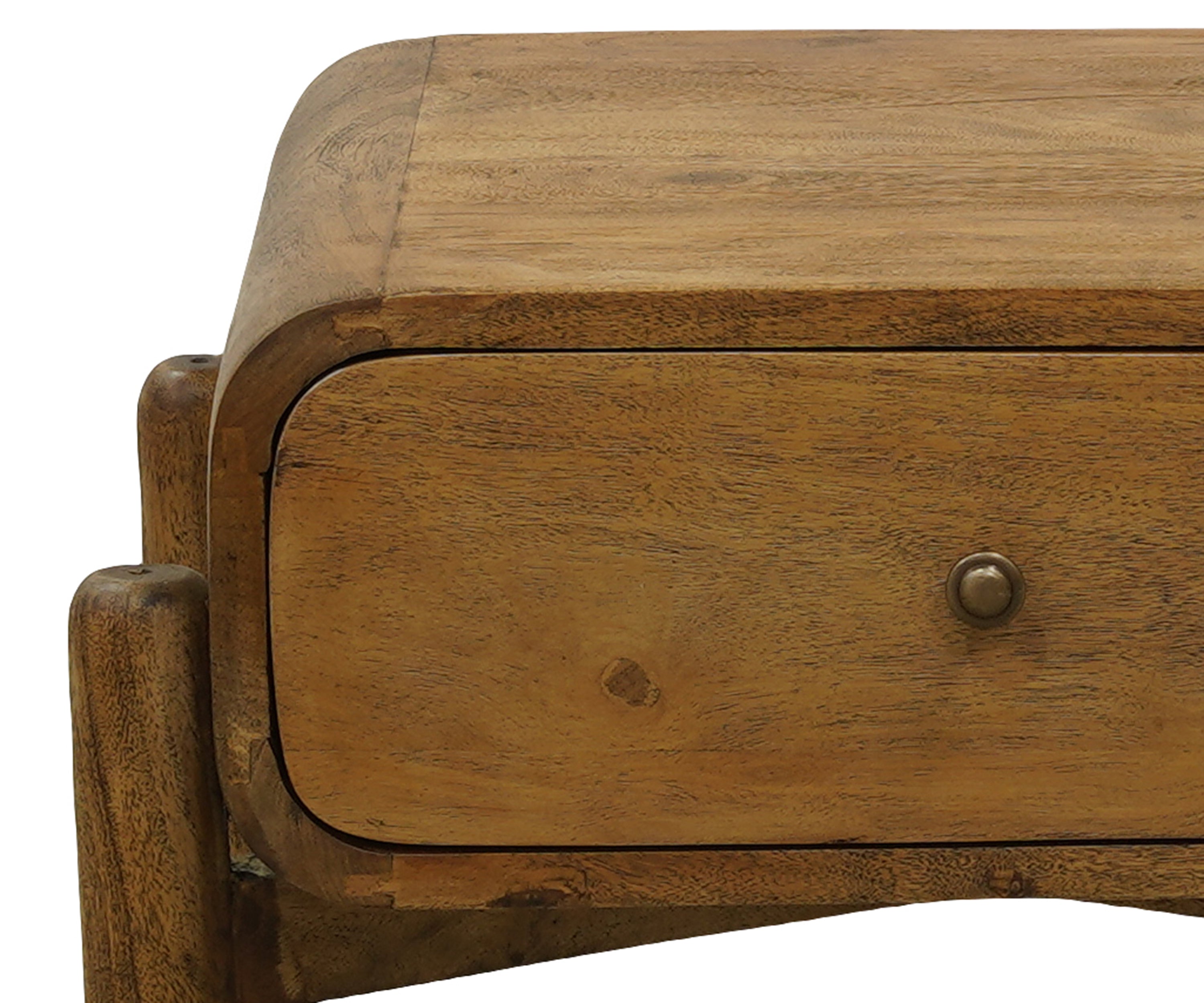 Curvy Oak Bedside Table with Drawer in Natural Finish
