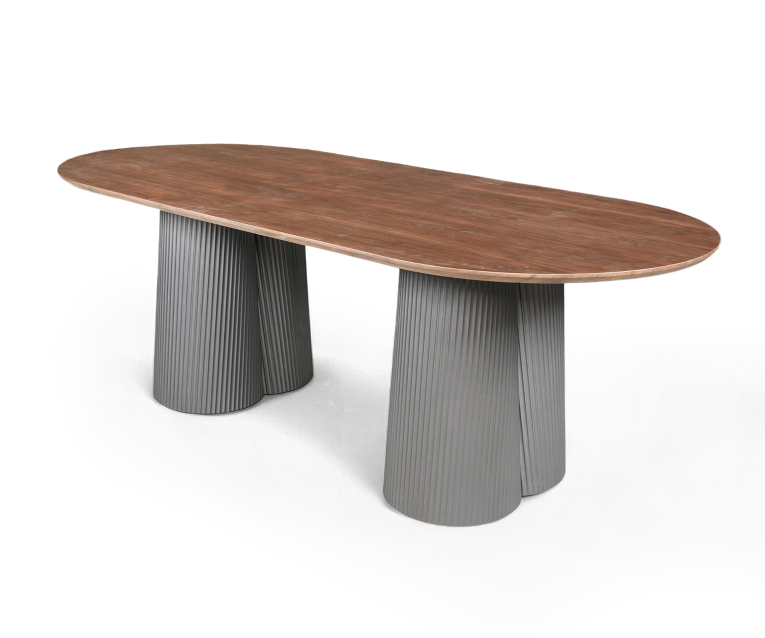 Modern Fluted Double Pedestal Dining Table