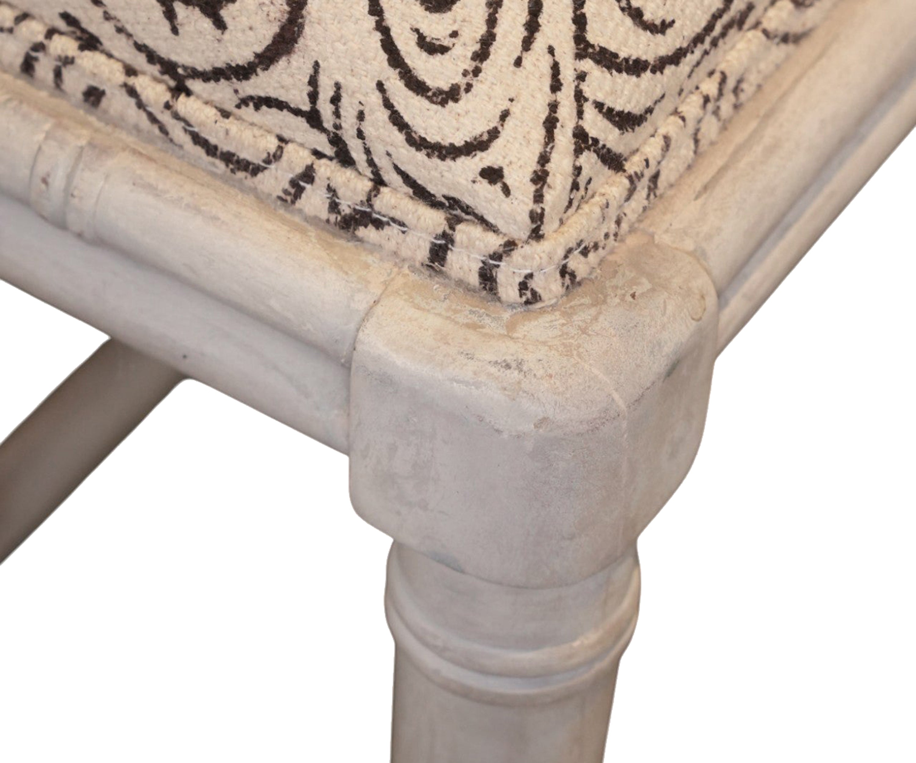 Upholstered Bamboo Stool