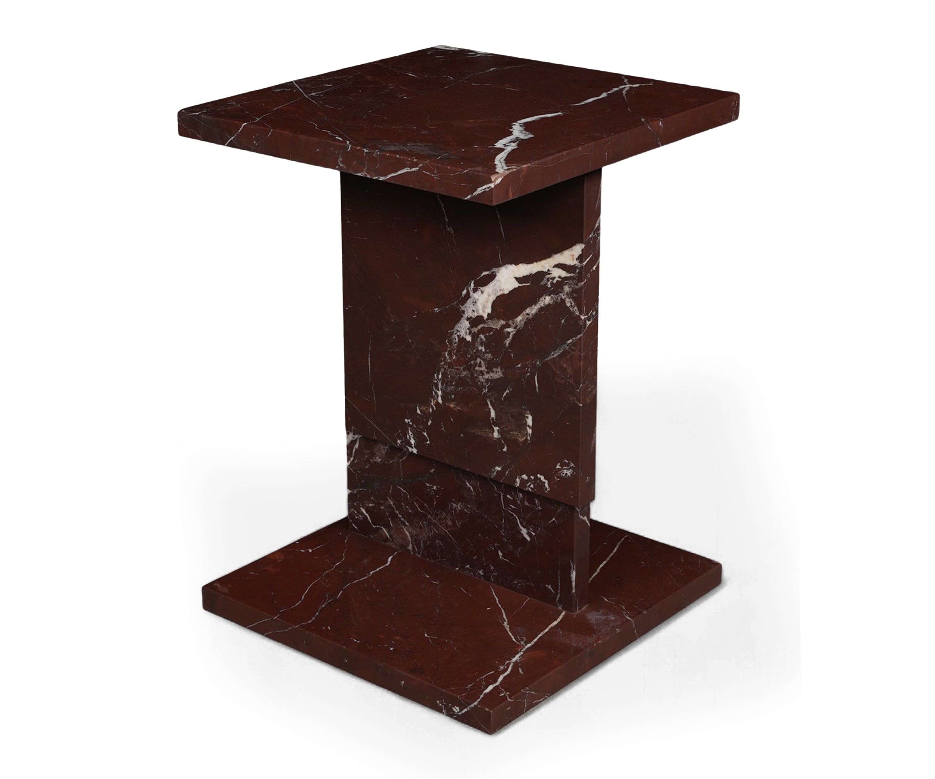 Modern Red Marble Accent Table