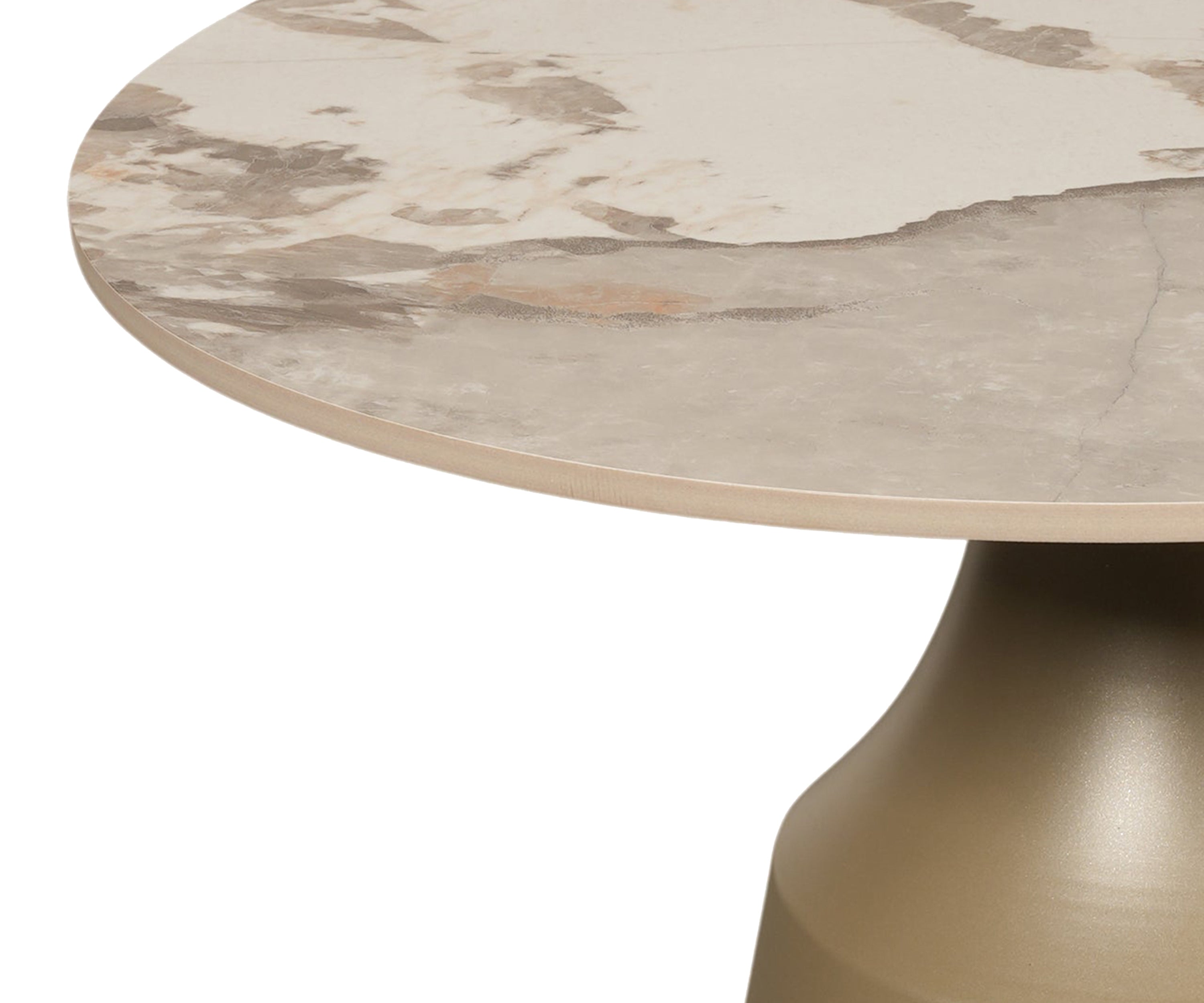 Beige Marble Top Gold Cone Side Table