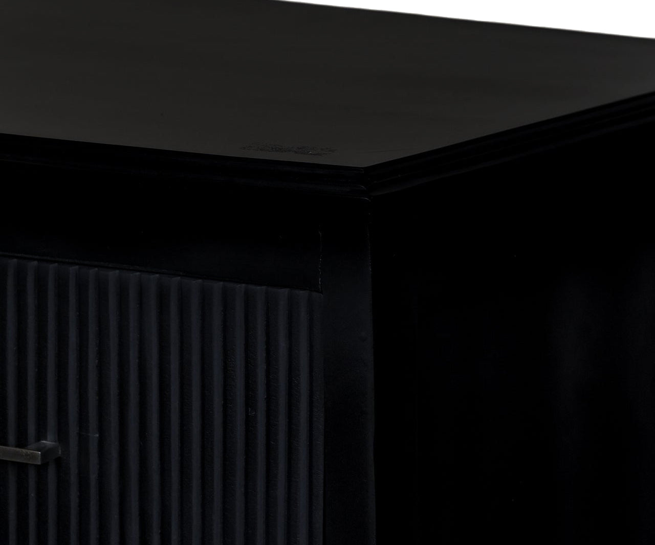 Modern Black Ribbed-Front Chest of Drawer