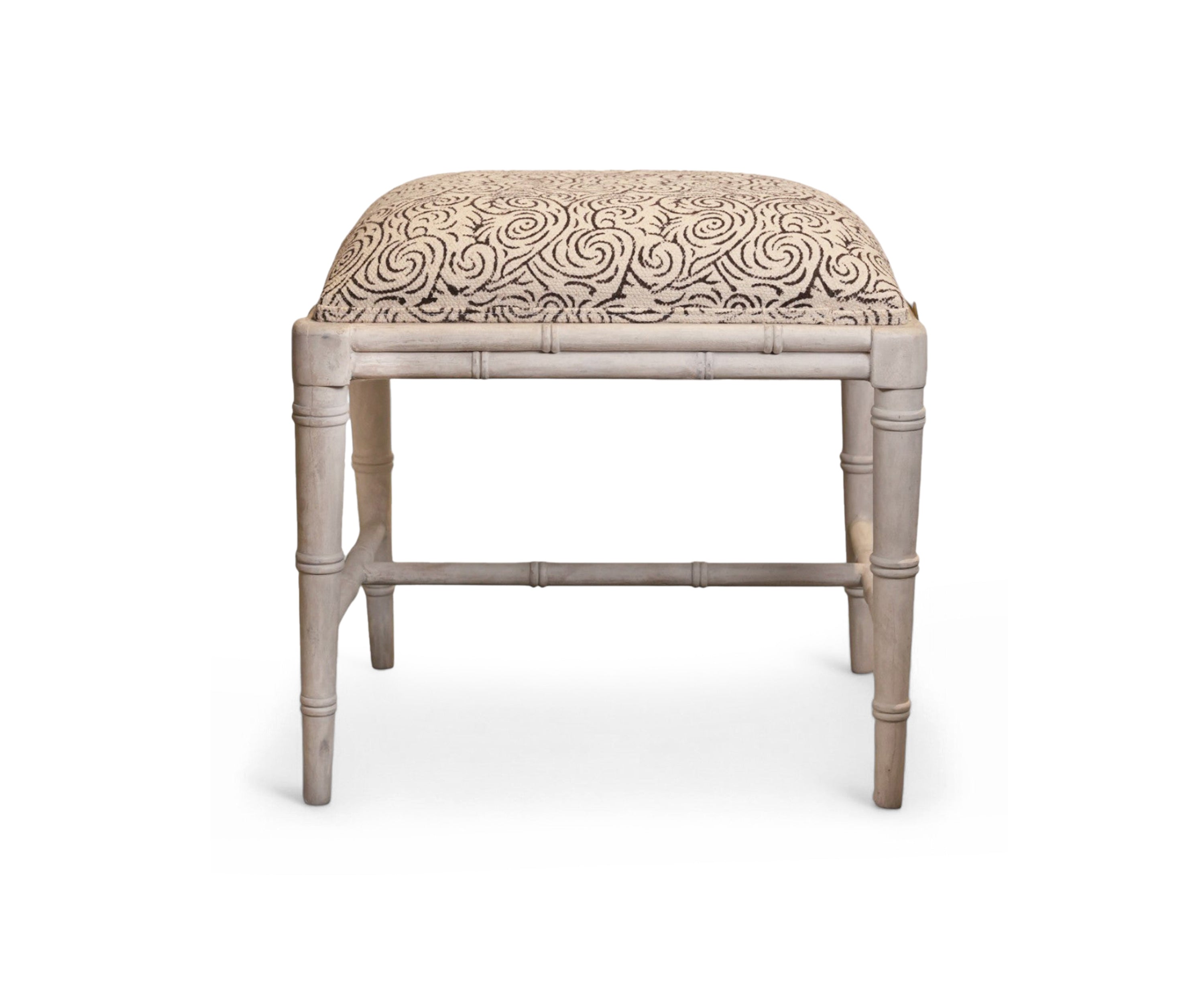 Upholstered Bamboo Stool