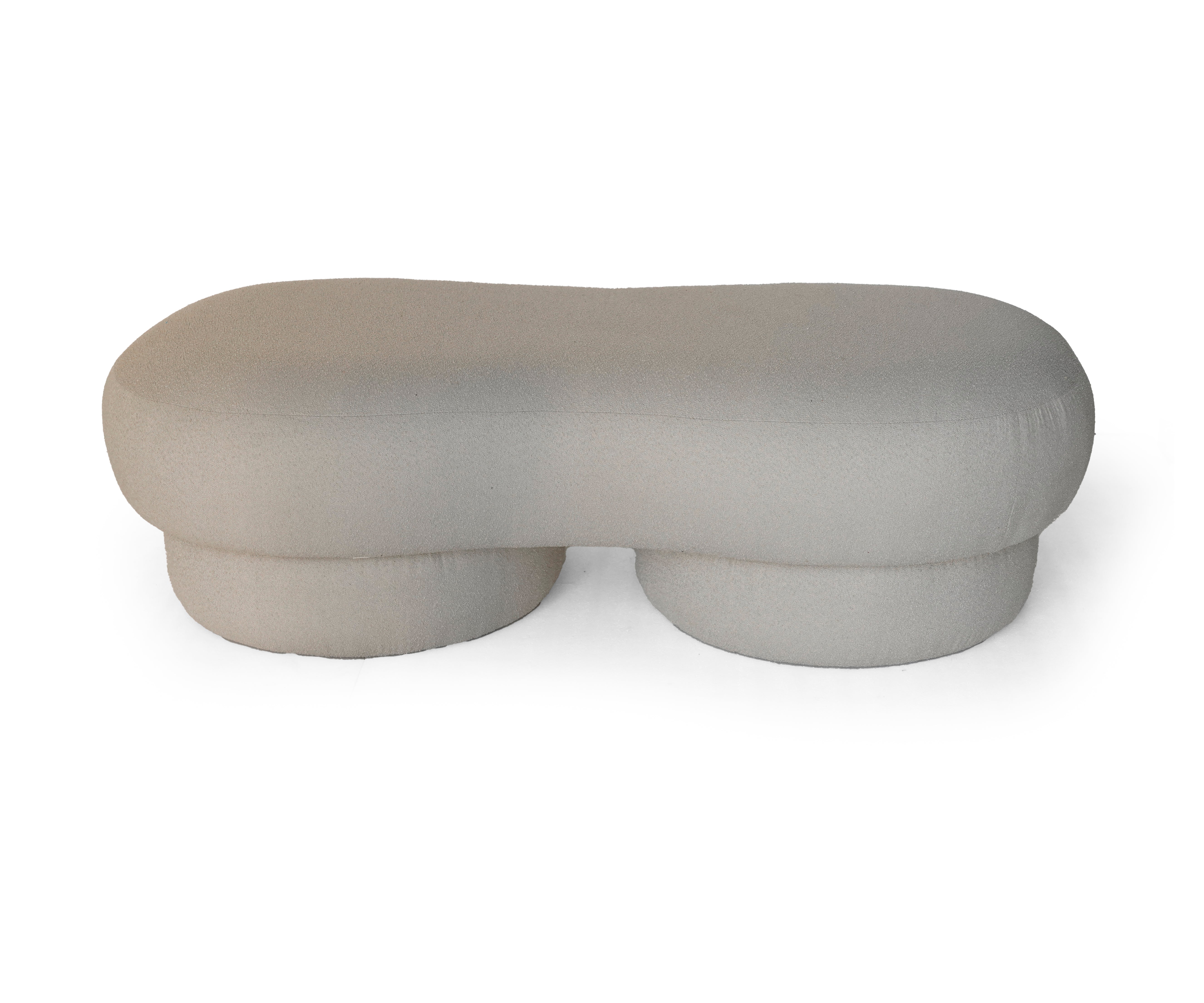 Wave Ivory Curved Ottoman