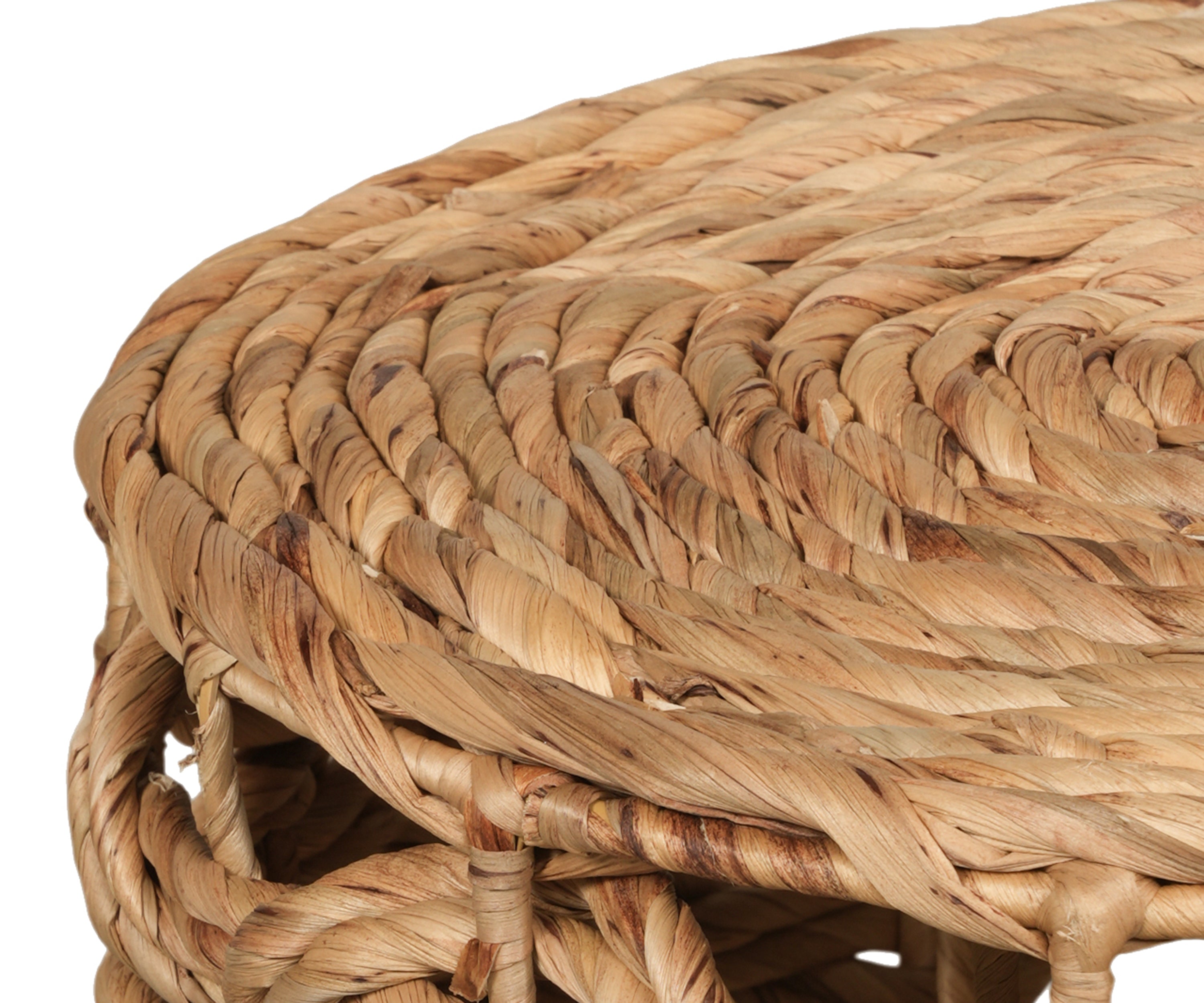 Open Weave Round Natural Fiber Pouf