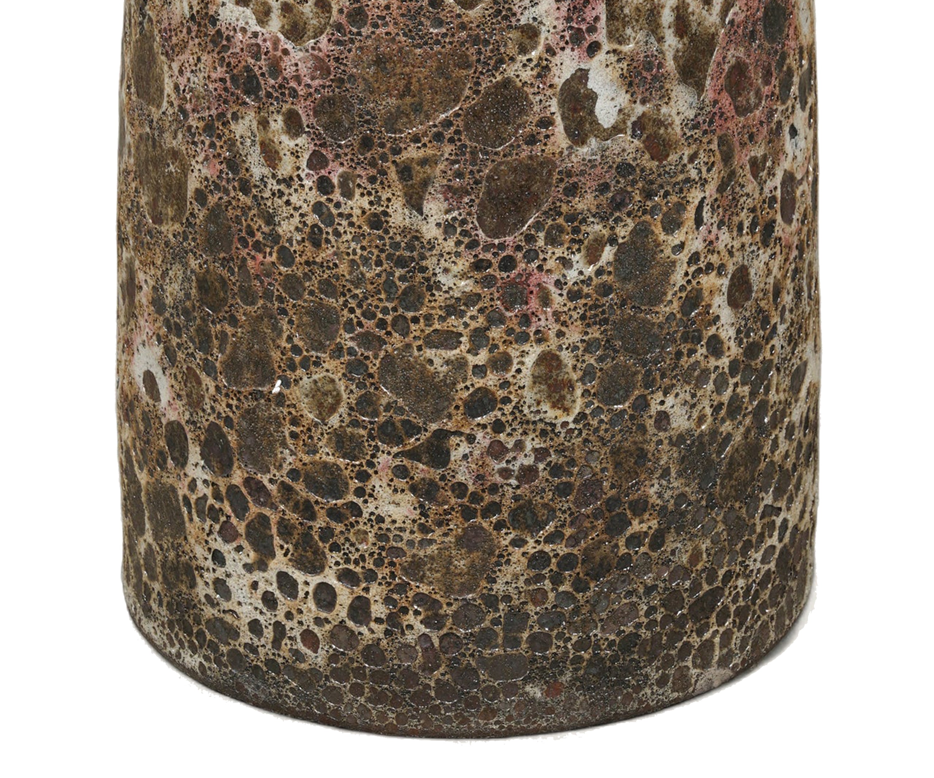 White Top Pedestal Accent Table with Textured Base