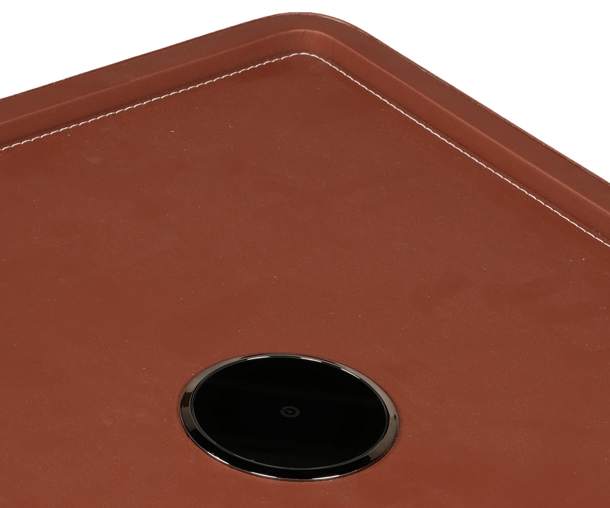 Leather Upholstered Two-Drawer Nightstand with Cutout Handles