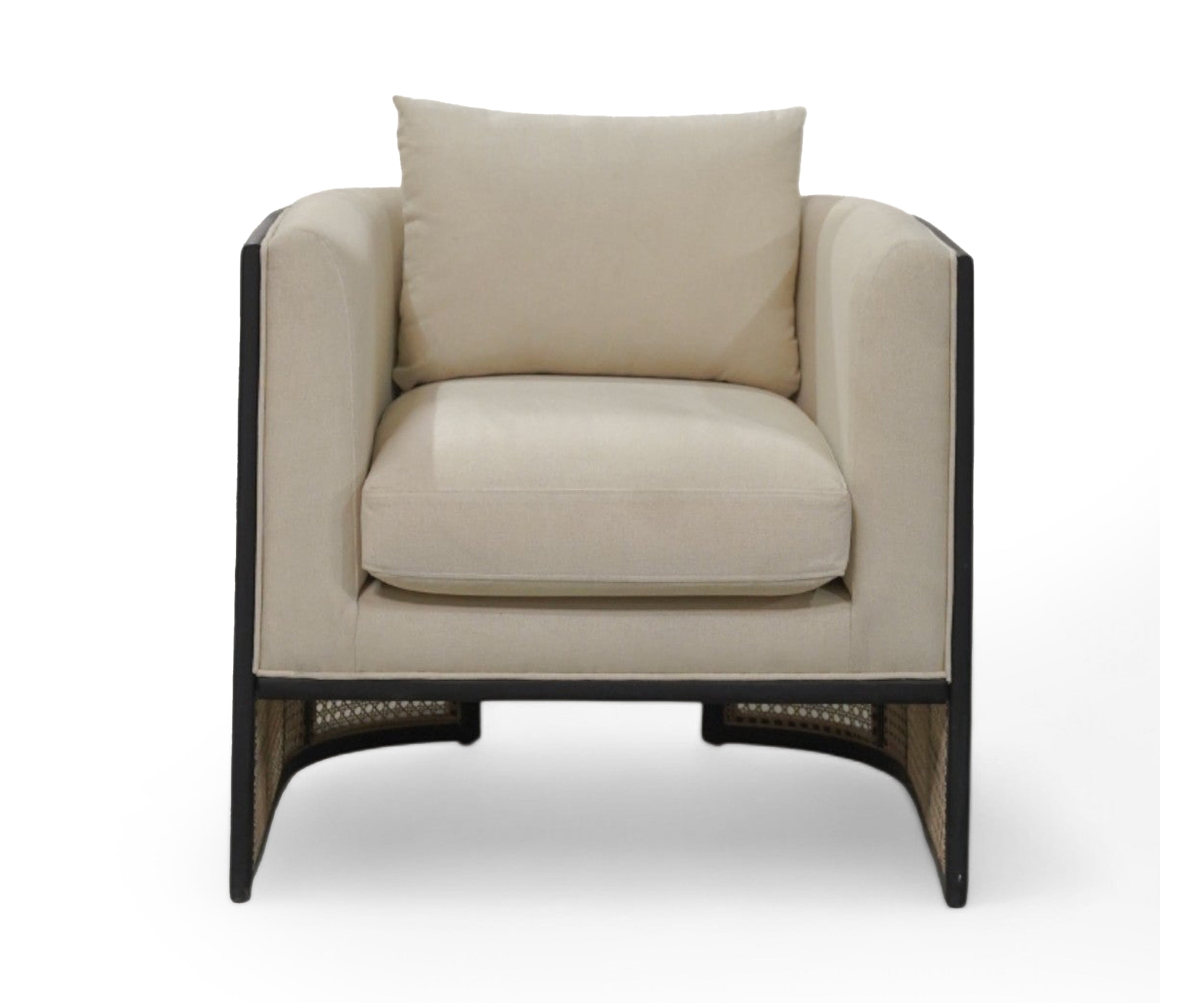 Dual Layer Cane & Linen Arm Sofa Chair