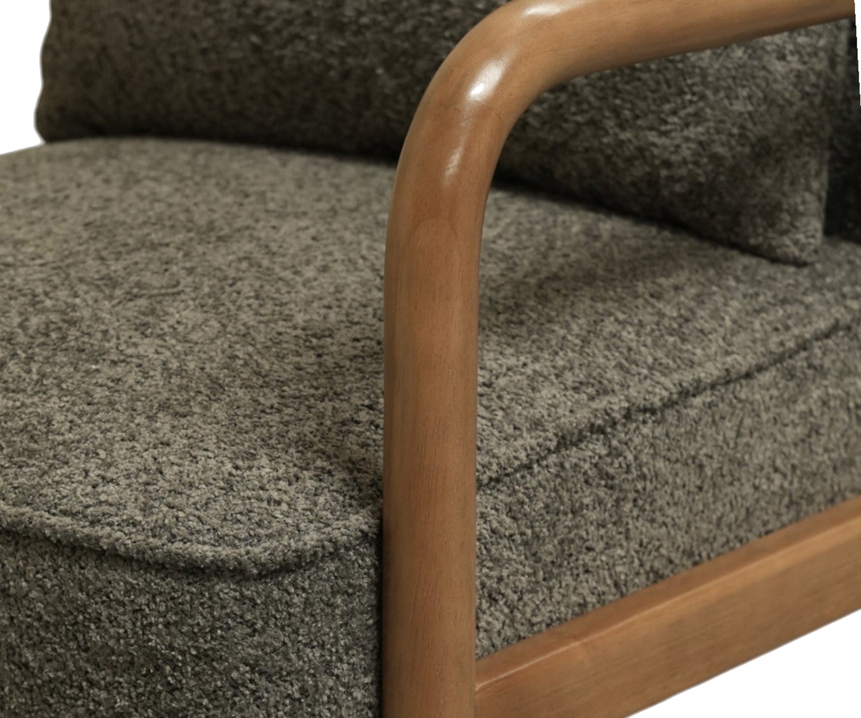 Mid-Century Bouclé Armchair with Wooden Frame