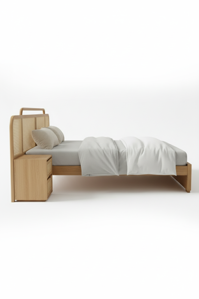 Brixton Cane Bed with Side Tables