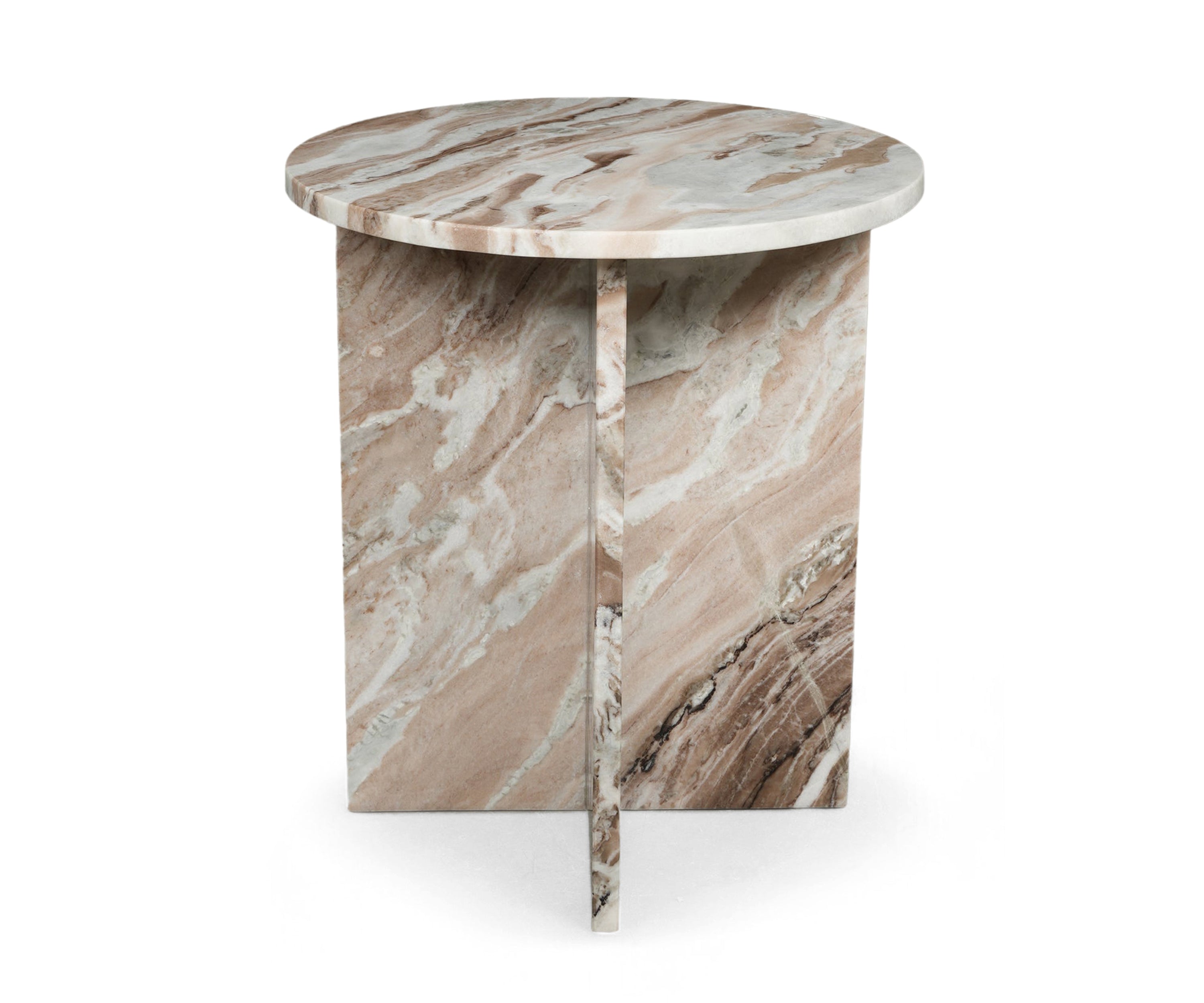 Contemporary Cross-Legged Marble Accent Table