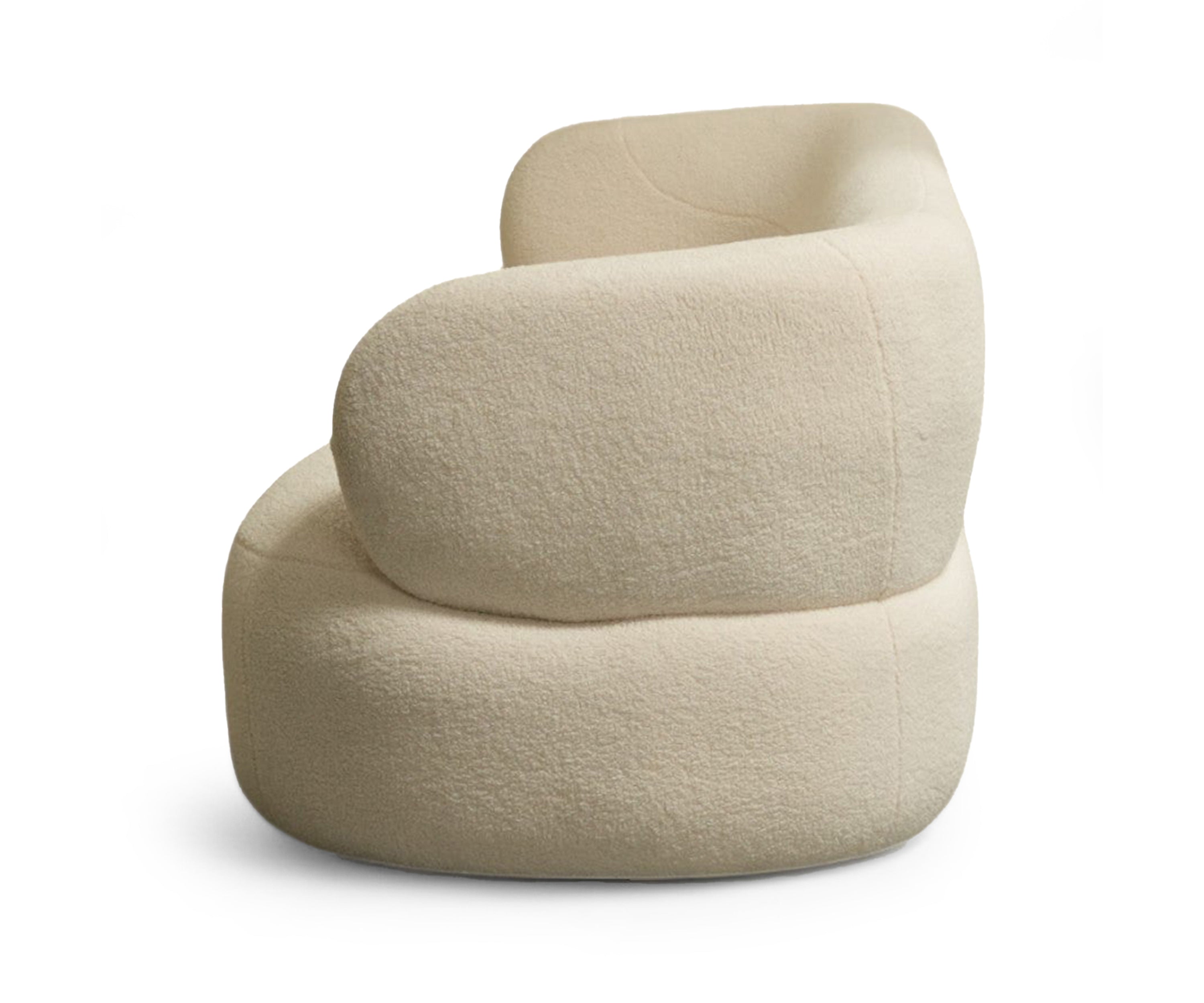 Crest Charm Curved Bouclé Sofa