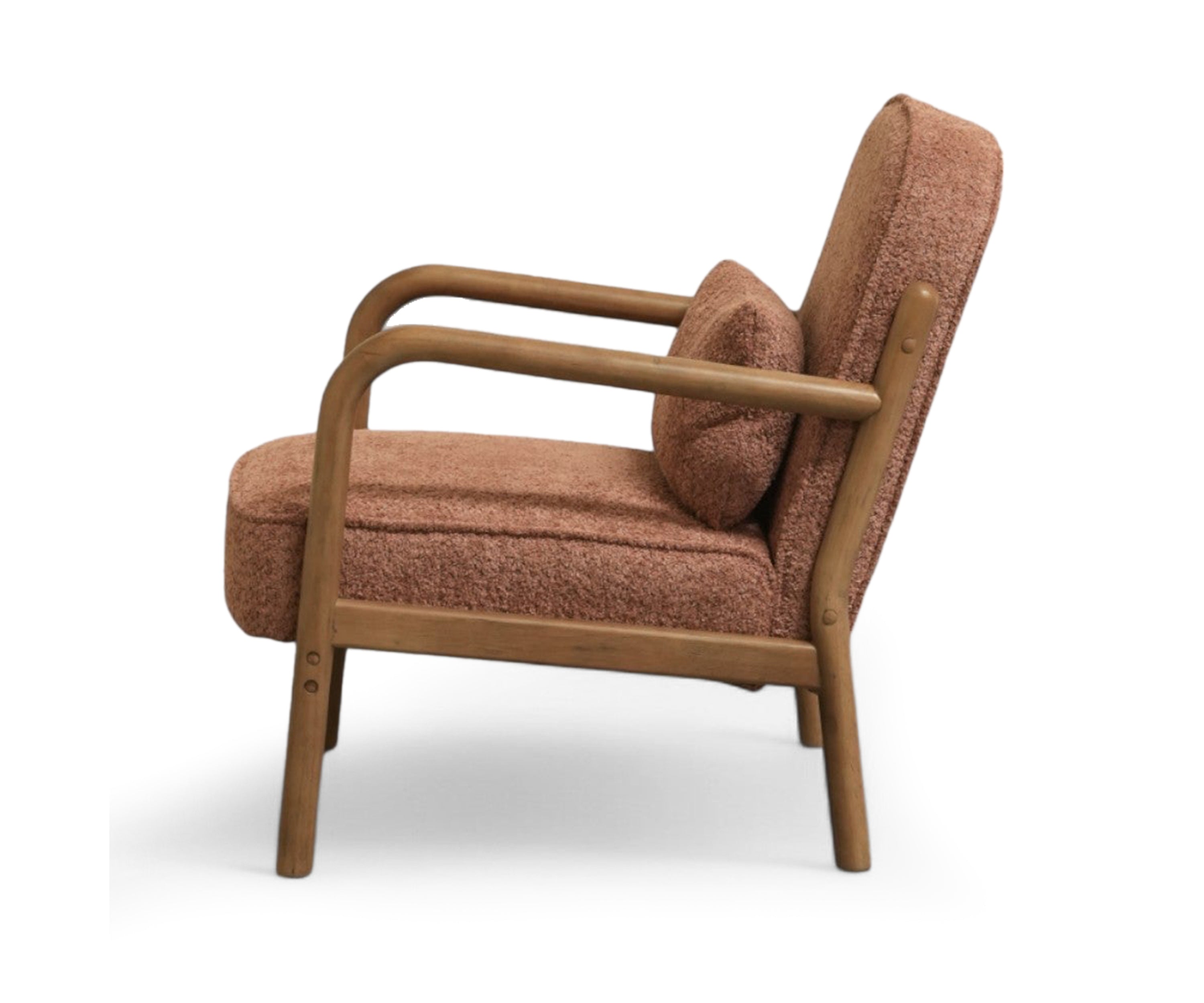 Mid-Century Bouclé Armchair in Rose Brown